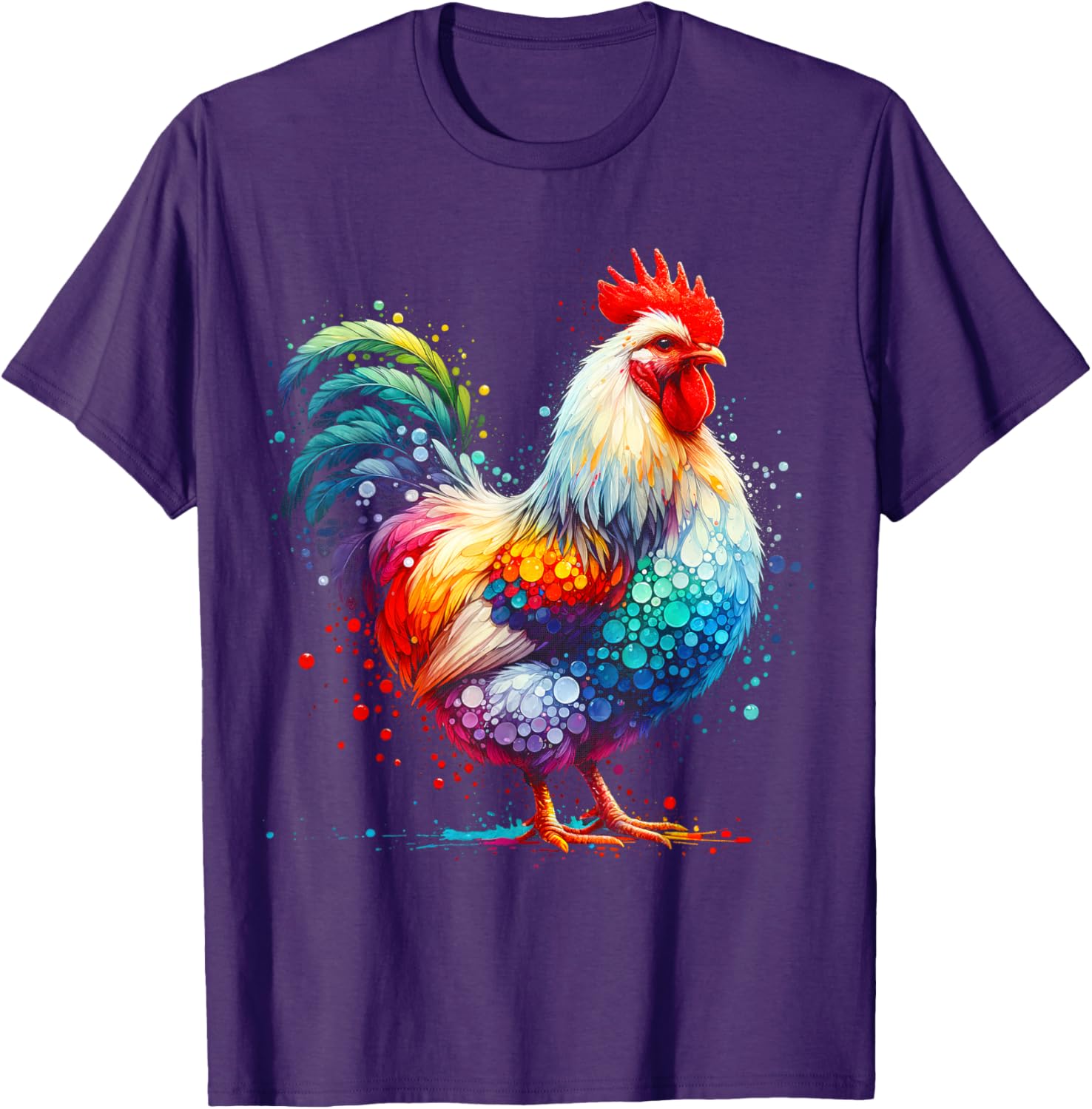 Funny Colorful Chicken Art T-Shirt for Women - Perfect for Farm Lovers - 1