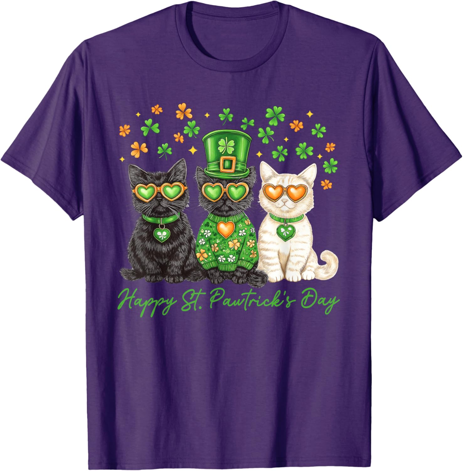 Cute Cat St Pawtrick's Day Shamrock T-Shirt for Cat Lovers - 14
