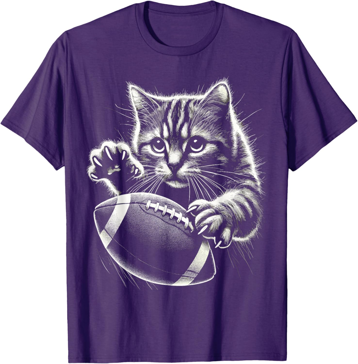 Funny American Football Cat T-Shirt for Pet Lovers and Sports Fans - 1