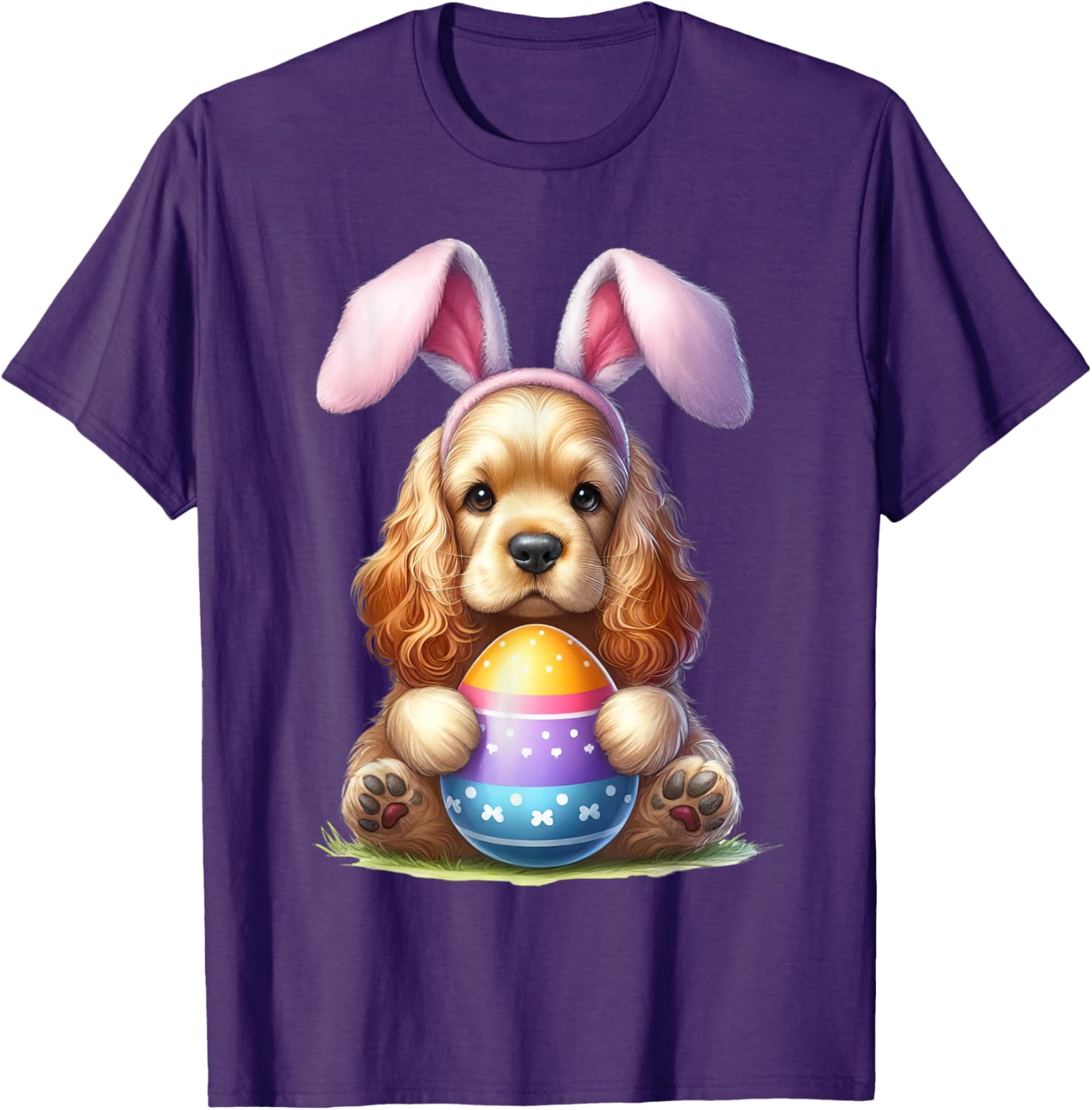 Cute Bunny Cocker Spaniel Easter T-Shirt for Men and Women Celebrating Spring - 2