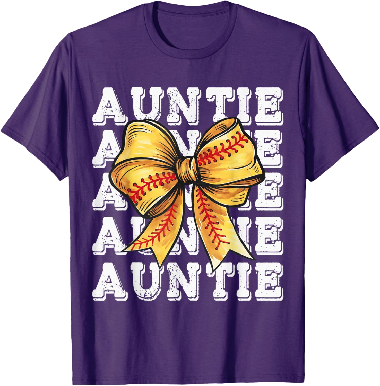 Coquette Softball Auntie Matching Family Bow T-Shirt for Fun Moments - 19