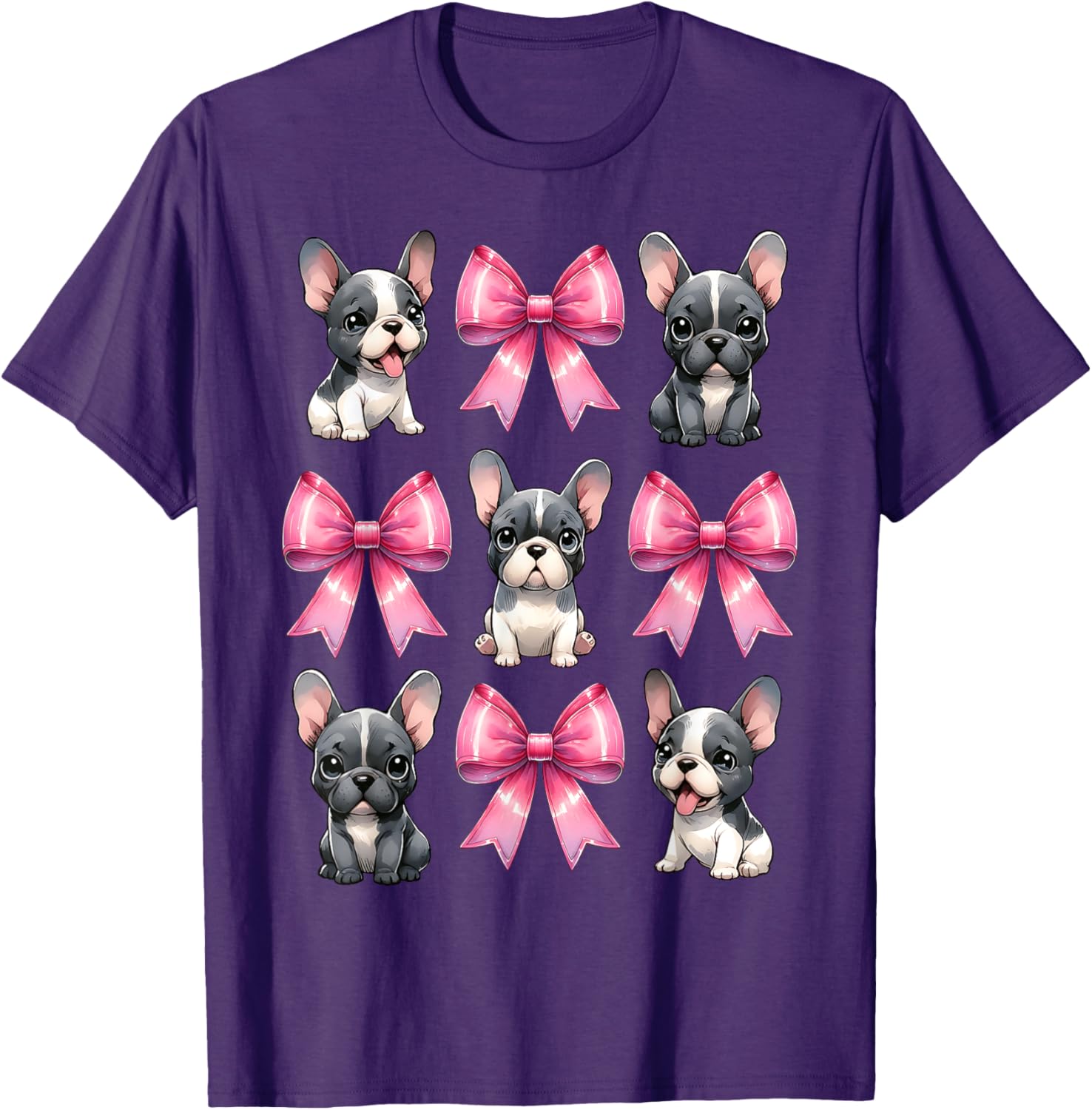 Cute Coquette Bow French Bulldog Mom T-Shirt in Pink for Dog Lovers - 10
