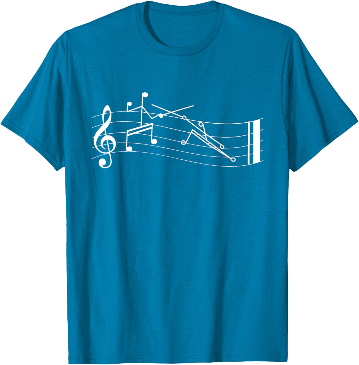 Funny Stick-Figure Music Notes En-garde T-Shirt for Music Lovers - 6
