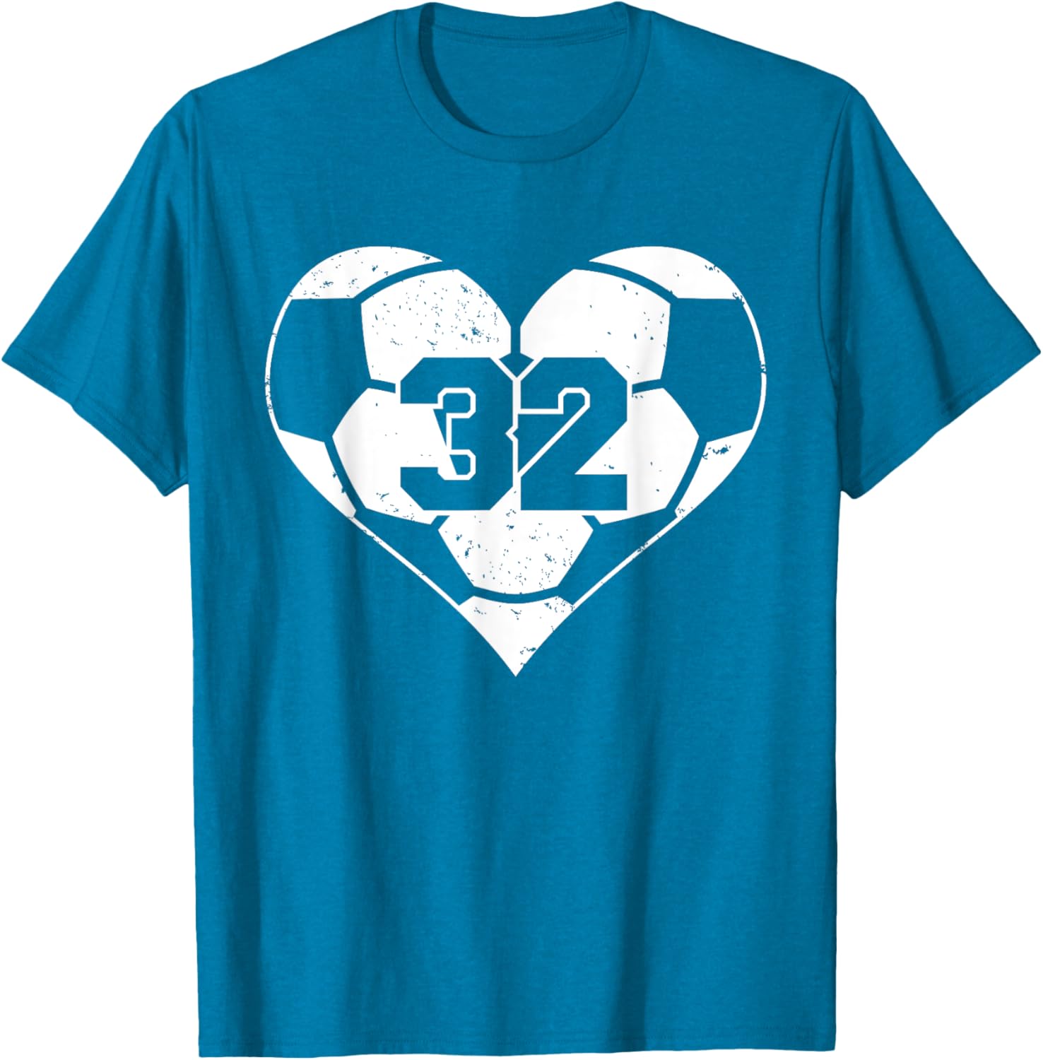 Funny Soccer Heart Game Day T-Shirt with Number 32 Jersey Design - 16