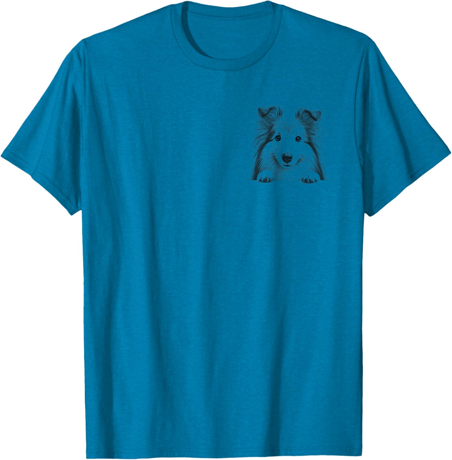 Cute Shetland Sheepdog Peeking Design T-Shirt for Dog Lovers - 11