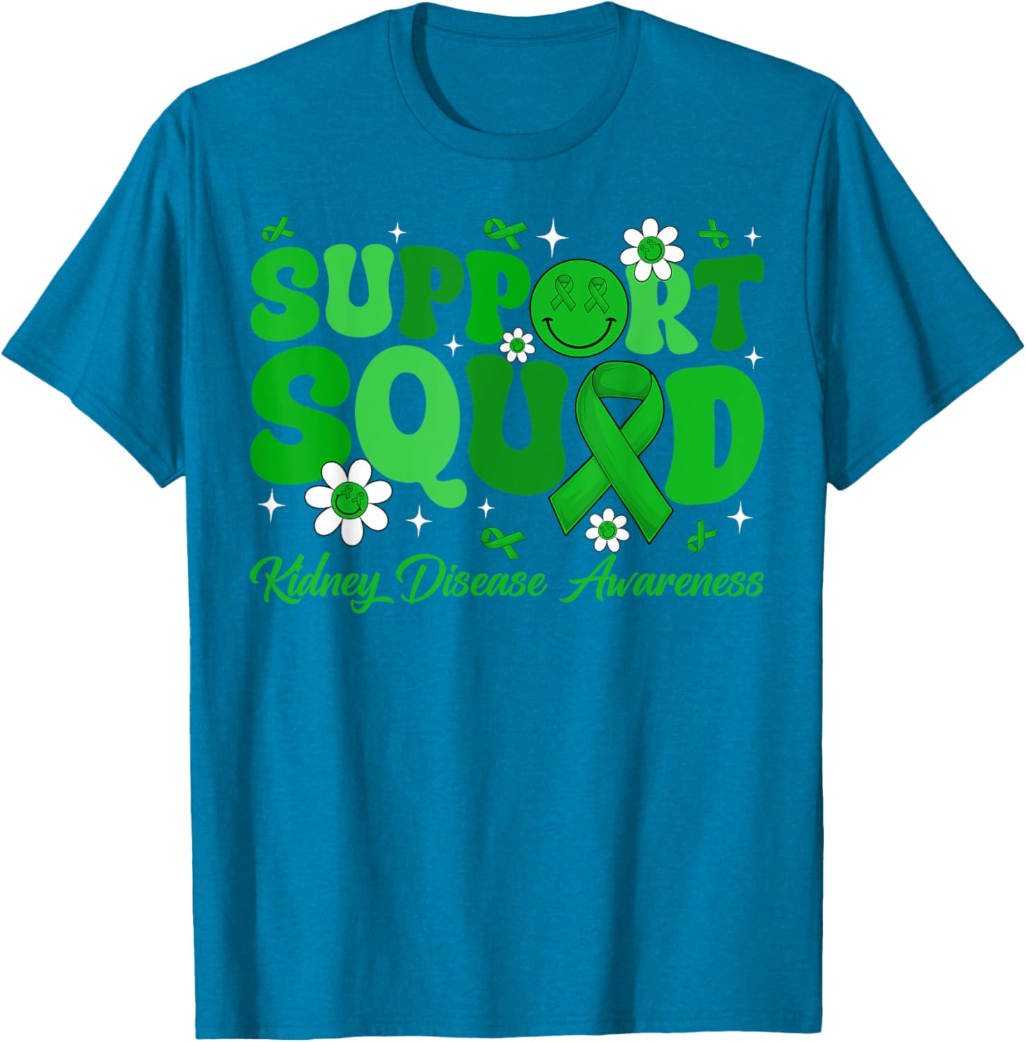 Groovy Support Squad Kidney Disease Awareness Green Ribbon T-Shirt - 26