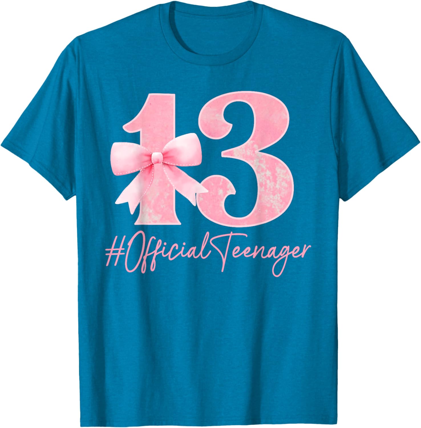 Cute Pink 13th Birthday Coquette Bow T-Shirt for Girls Turning 13 - 16