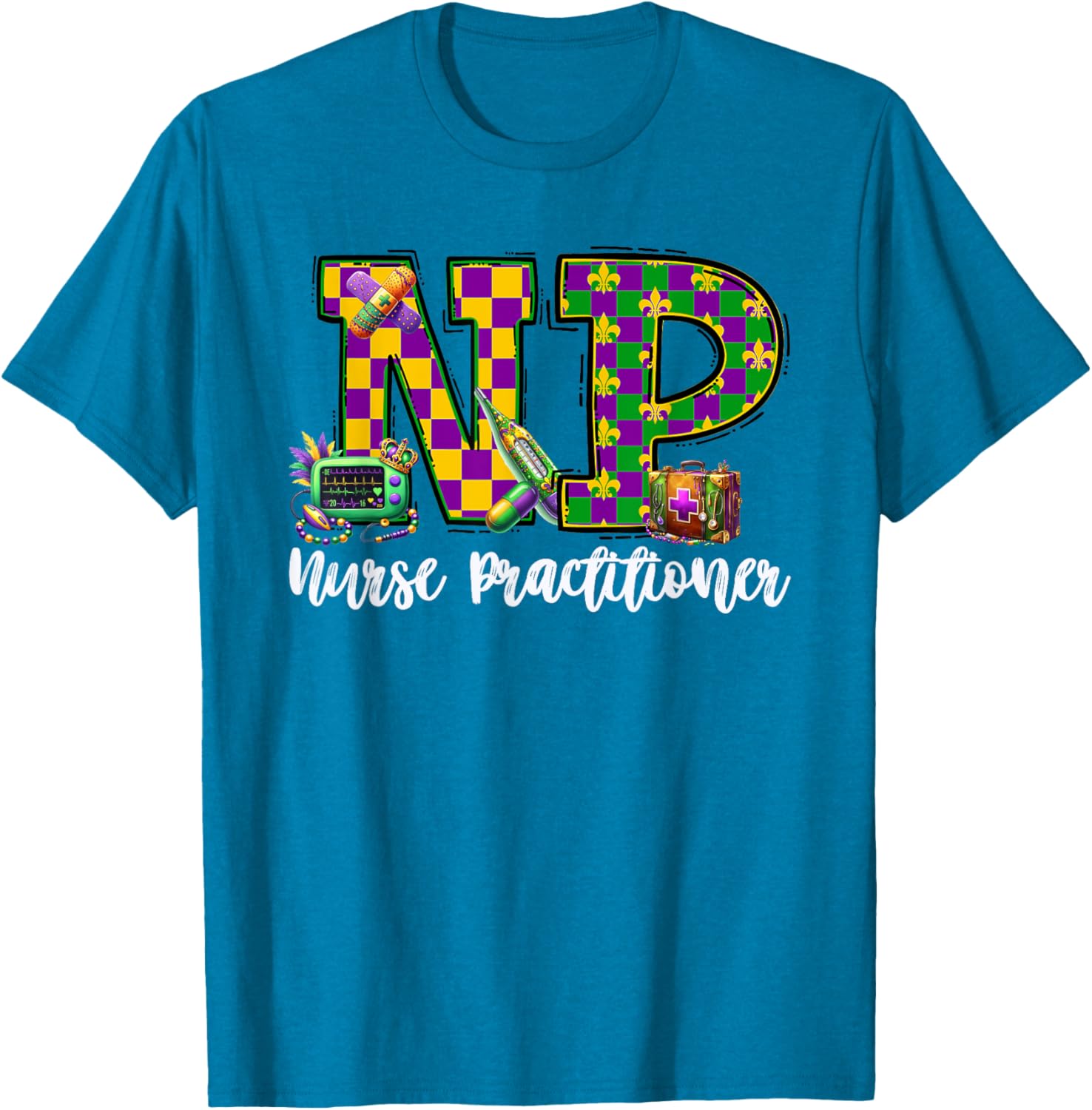 Cute Mardi Gras Nurse Practitioner T-Shirt for Women, Fun and Stylish - 12