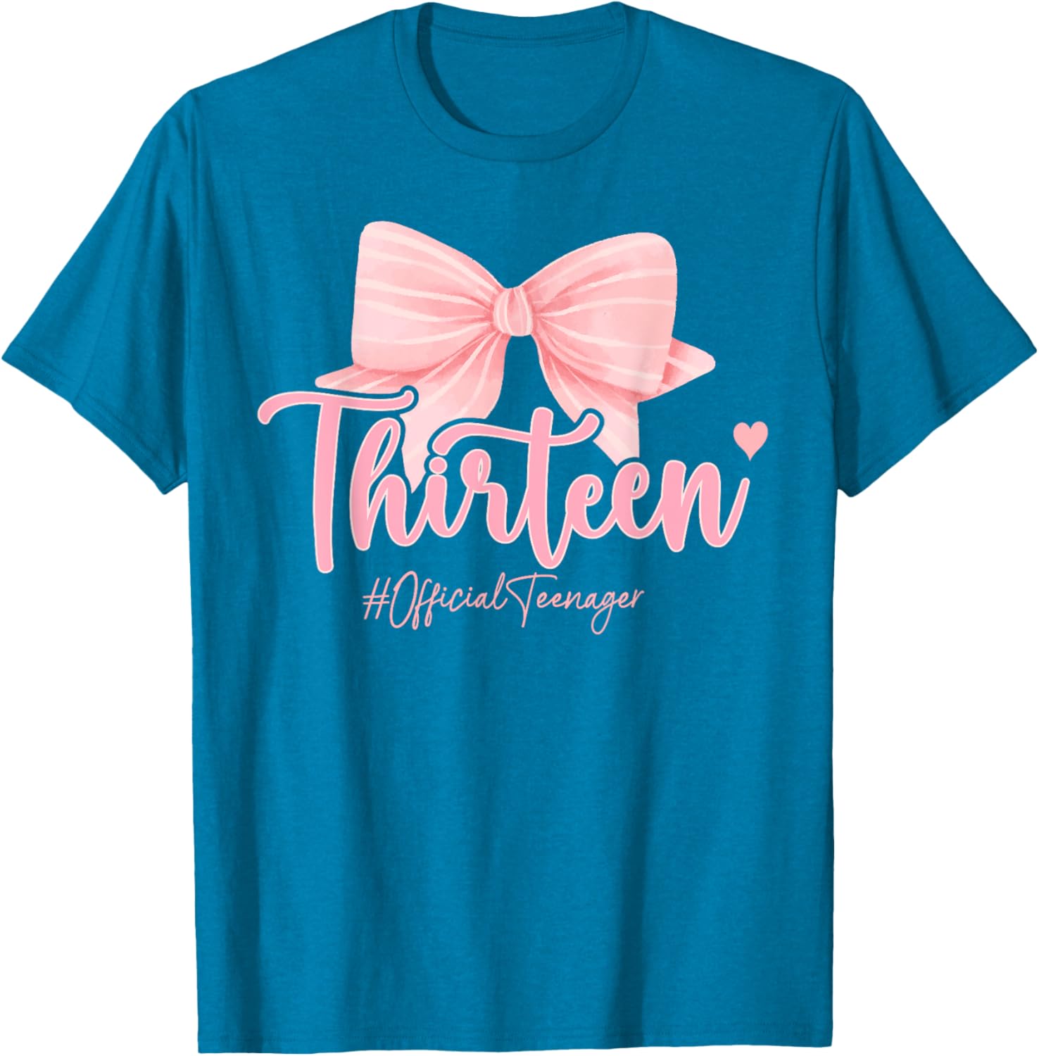 Cute Pink 13th Birthday Coquette Bow T-Shirt for Girls Celebrating 13 - 15