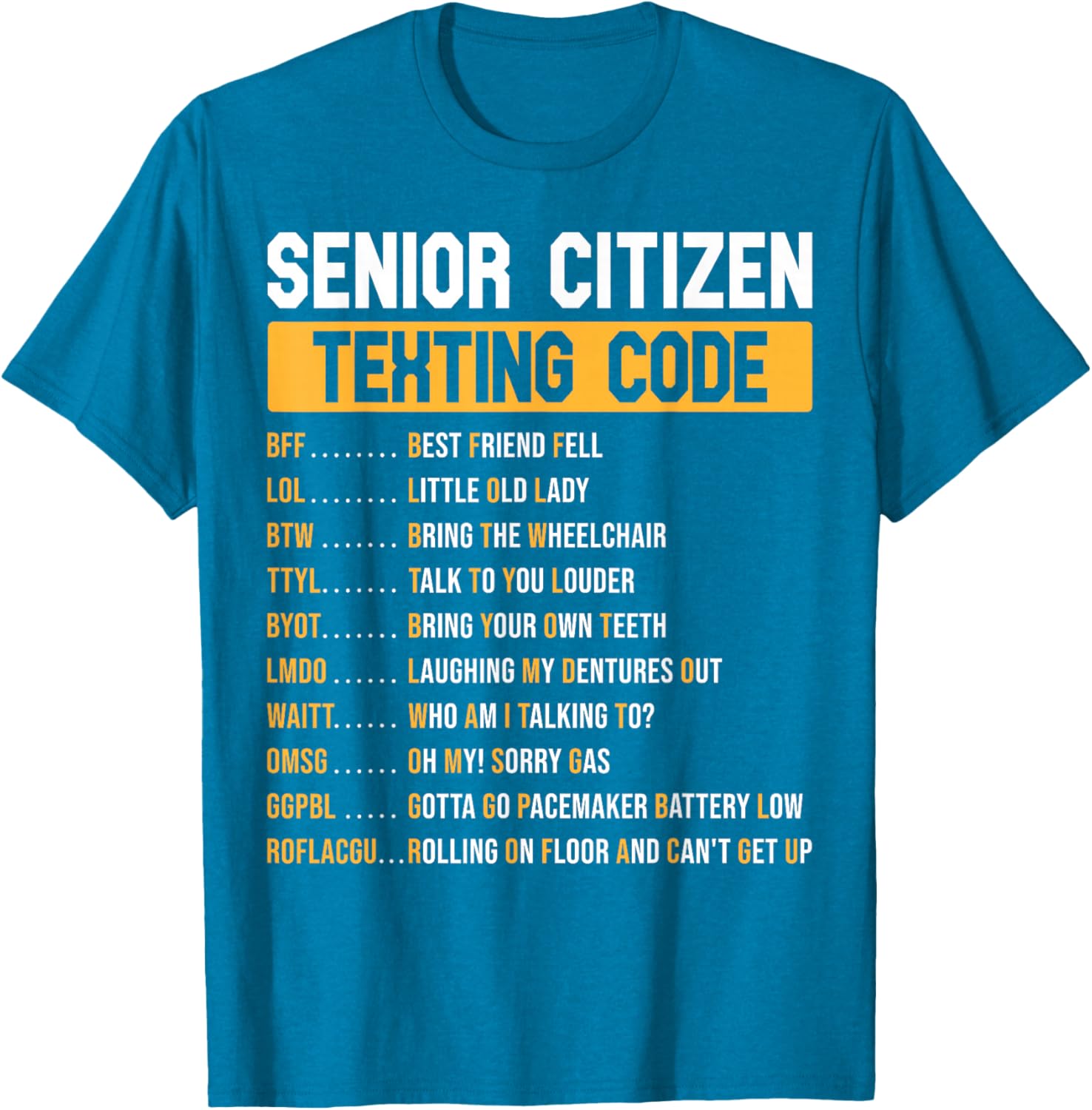 Funny Grandpa Texting Code T-Shirt for Senior Citizens - Great Gift Idea - 10