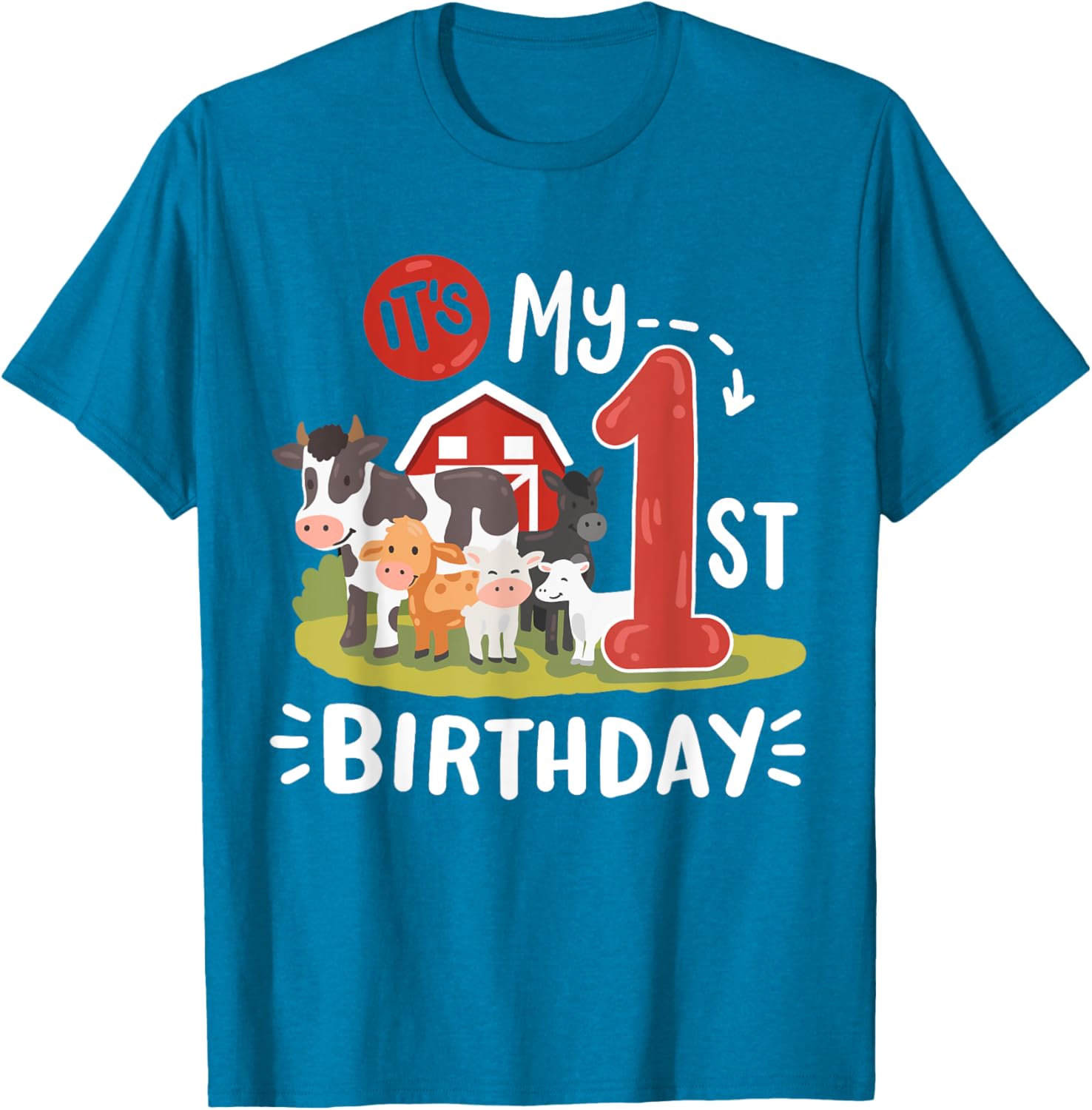 Farm Animals 1st Birthday Party T-Shirt for Kids Fun and Cute Design - 11