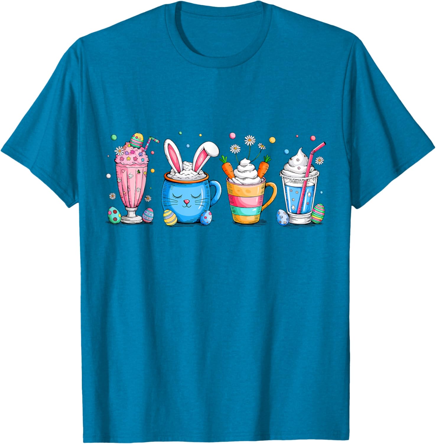Cute Coffee Bunny T-Shirt for Women Girls with Easter Egg Design - 11