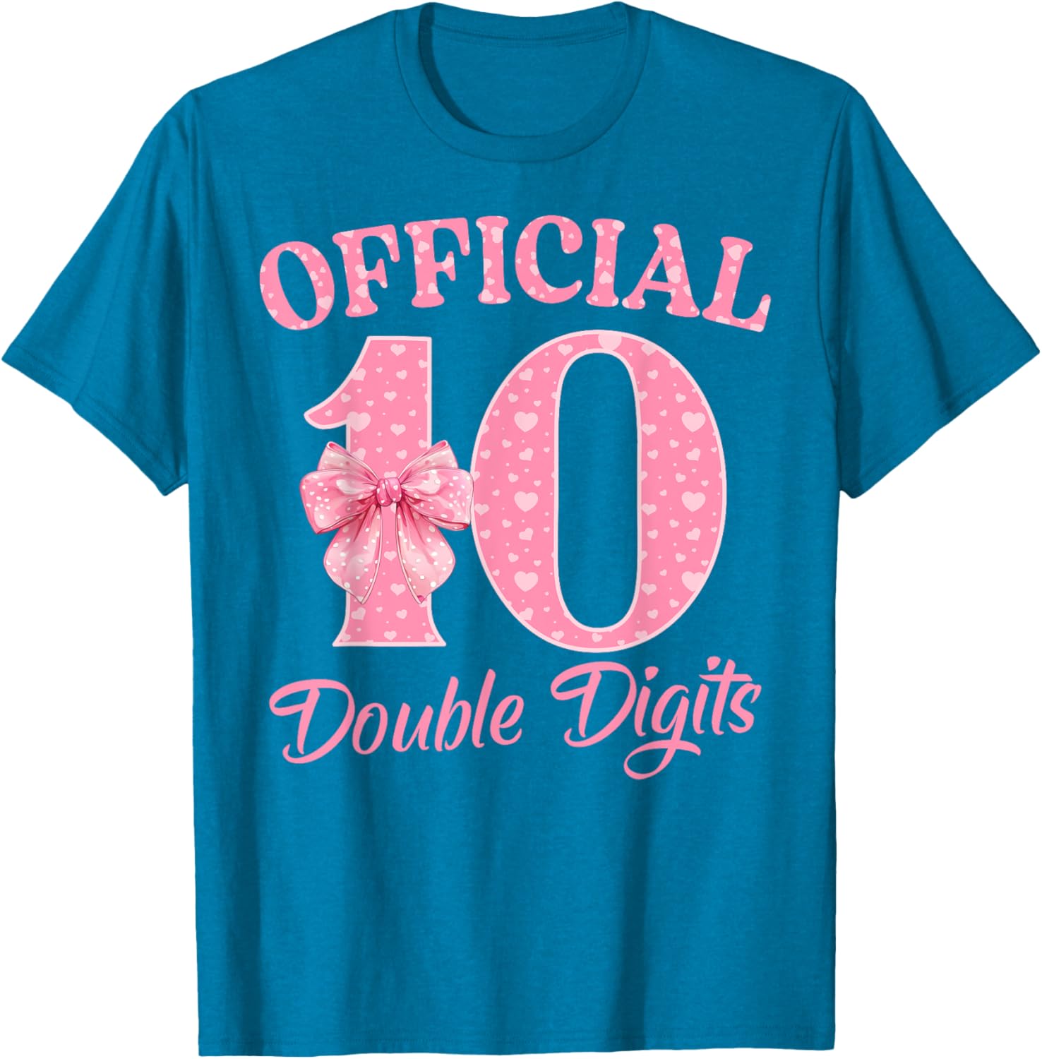 Cute Pink 10th Birthday Coquette Bow T-Shirt for Girls 10 Years Old - 18