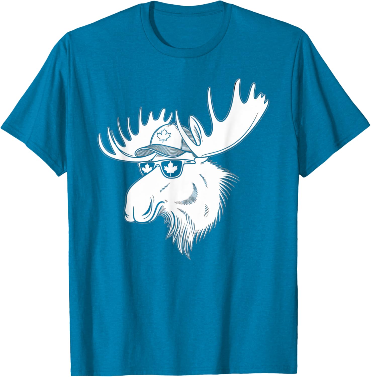 Funny Canada Day T-Shirt with Moose and Maple Leaf Sunglasses Design - 3