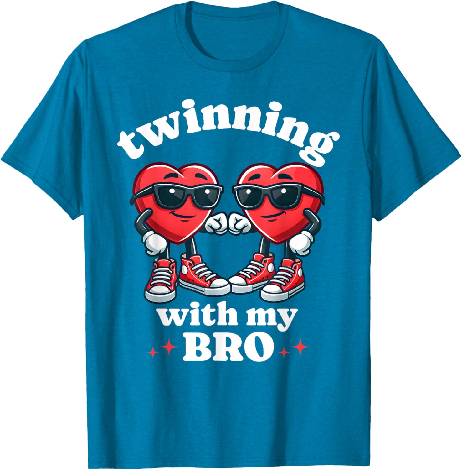 Cute Twinning With My Bro Valentine's Day T-Shirt for Twin Boys - 1