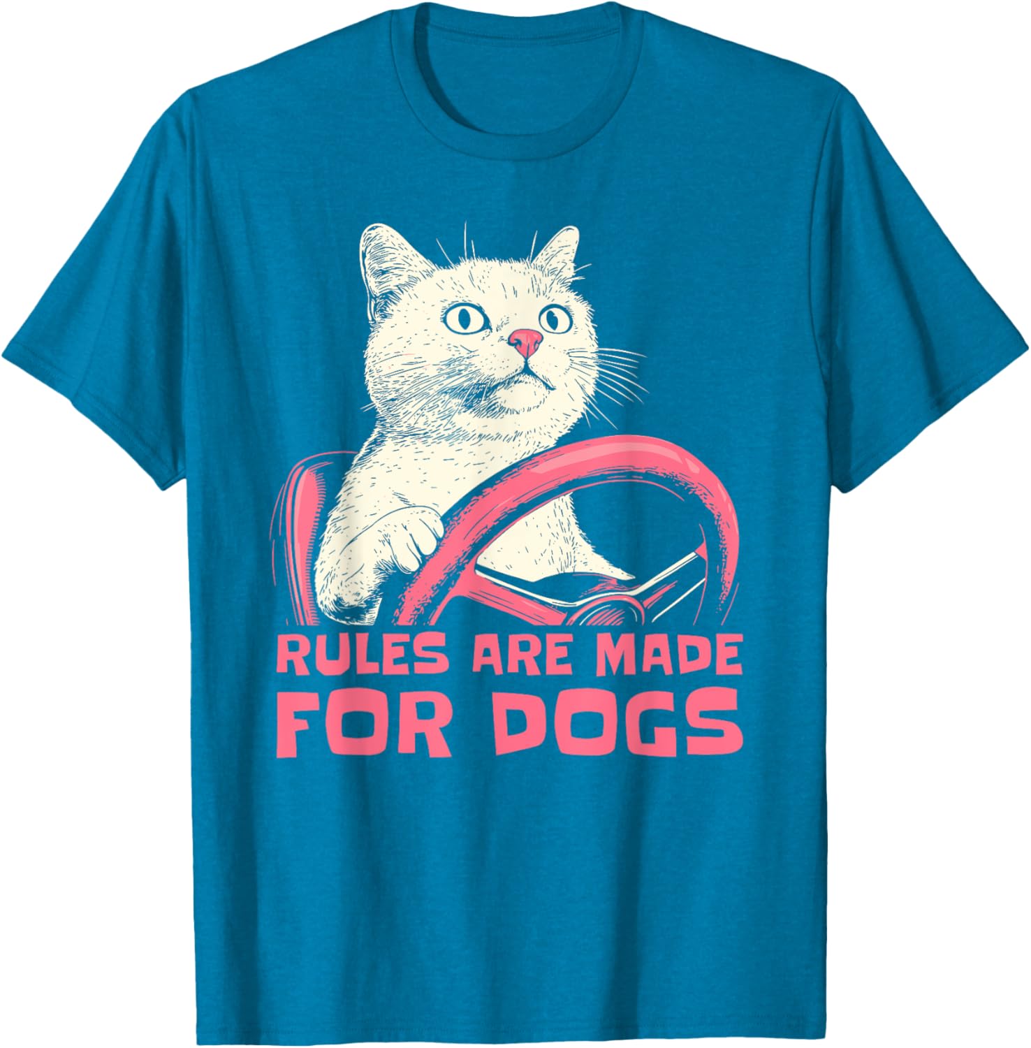 Funny Cat Lover T-Shirt Rules Are Made for Dogs for Men Women Kids - 17