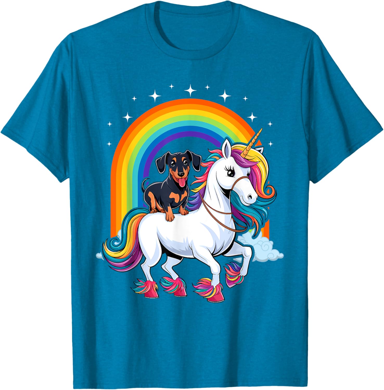 Dachshund Unicorn Galaxy Rainbow T-Shirt for Girls and Dogs - 11