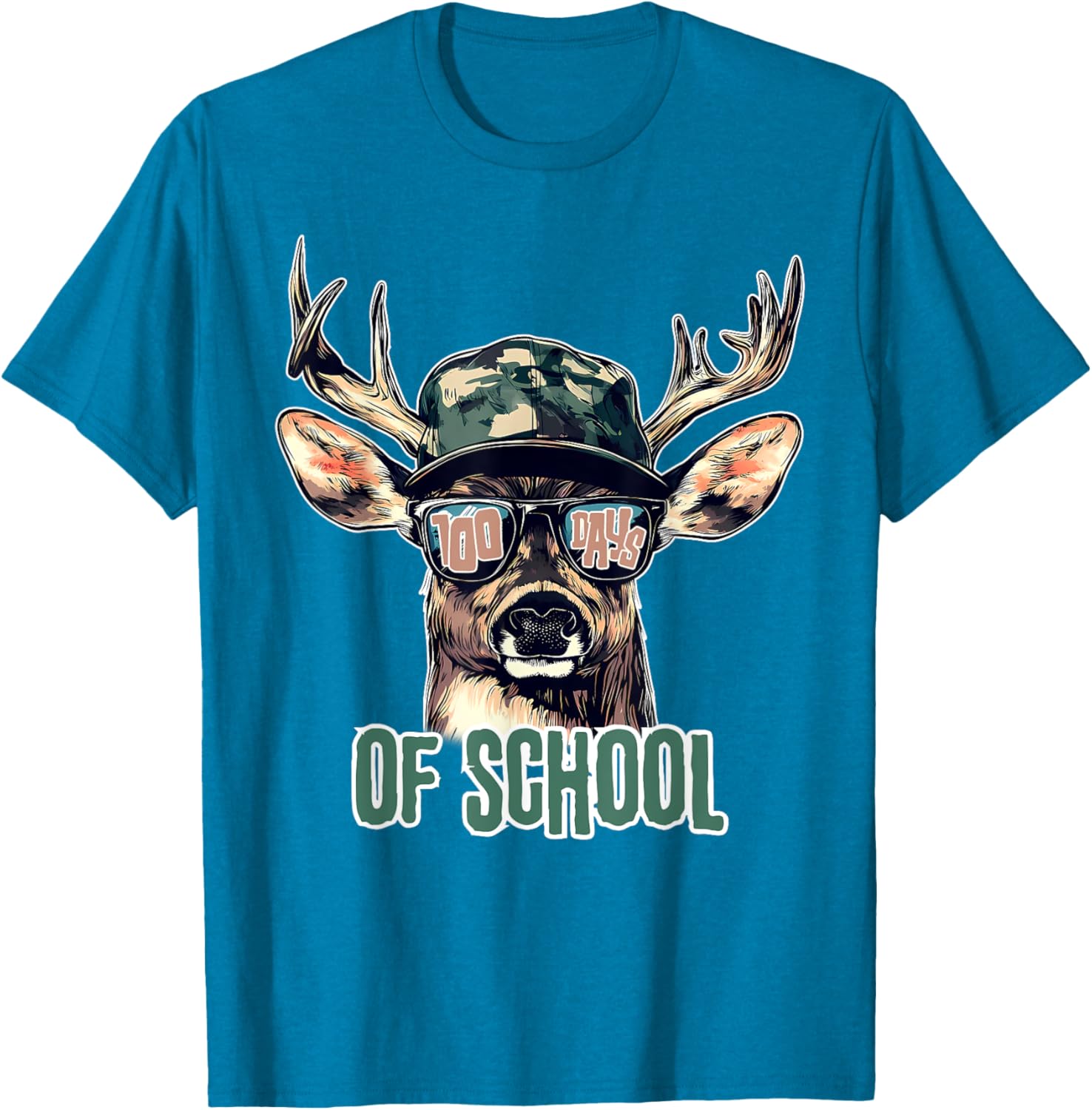 Bucked 100 Days of School Deer Hunting T-Shirt for Kids and Teens - 24