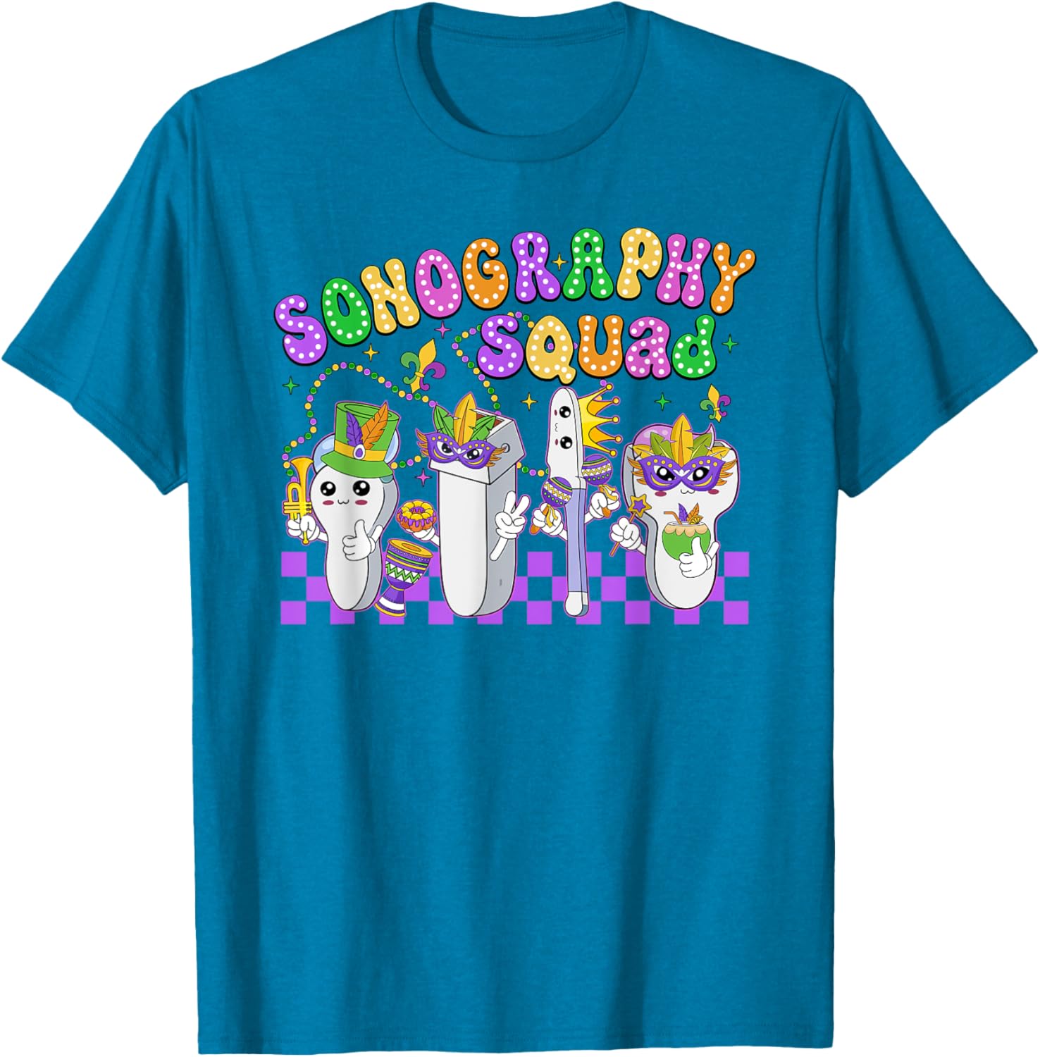 Funny Sonography Squad Mardi Gras Carnival T-Shirt for Sonographers - 7