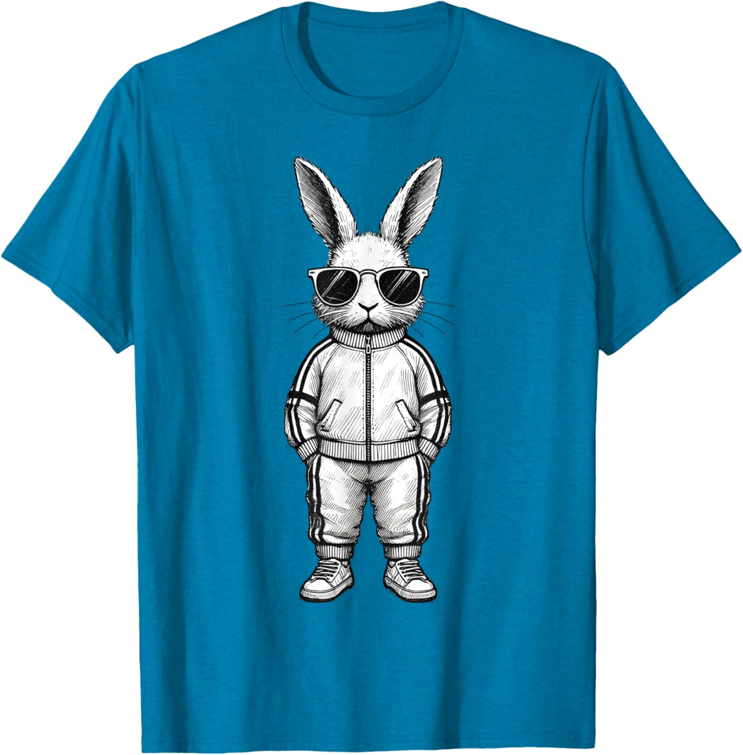 Cool Bunny Face with Sunglasses Easter T-Shirt for Boys and Kids - 21