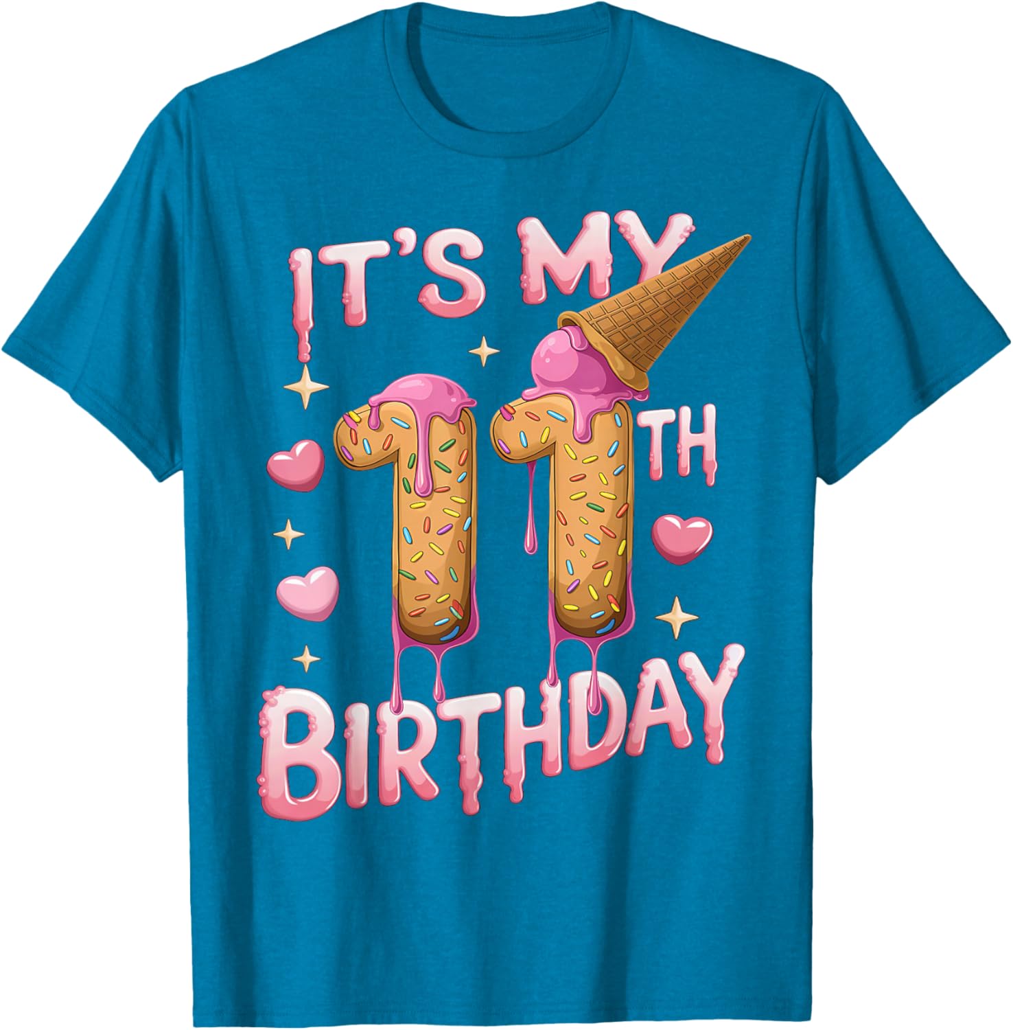 Cute Ice Cream 11th Birthday Shirt for Girls - Perfect Birthday Gift T-Shirt - 13