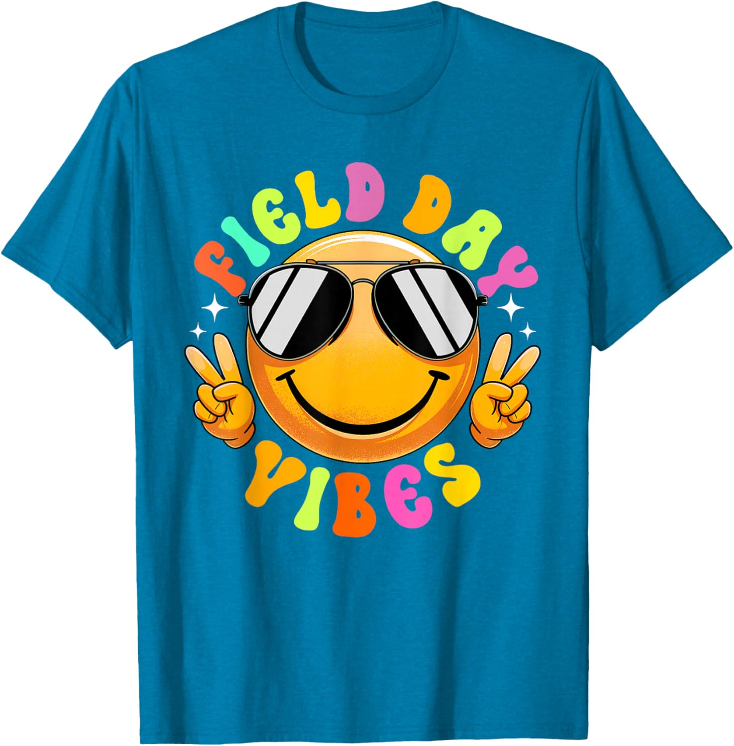 Field Day Vibes Summer Smile Peace Teacher Kids T-Shirt for Fun Times - 9