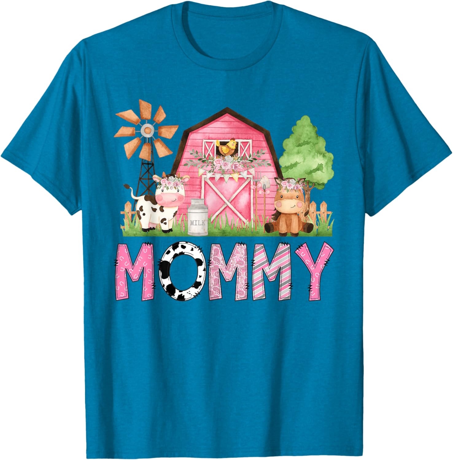 Cute Mommy Pink Farm Animal Birthday Matching Family T-Shirt for Kids - 14