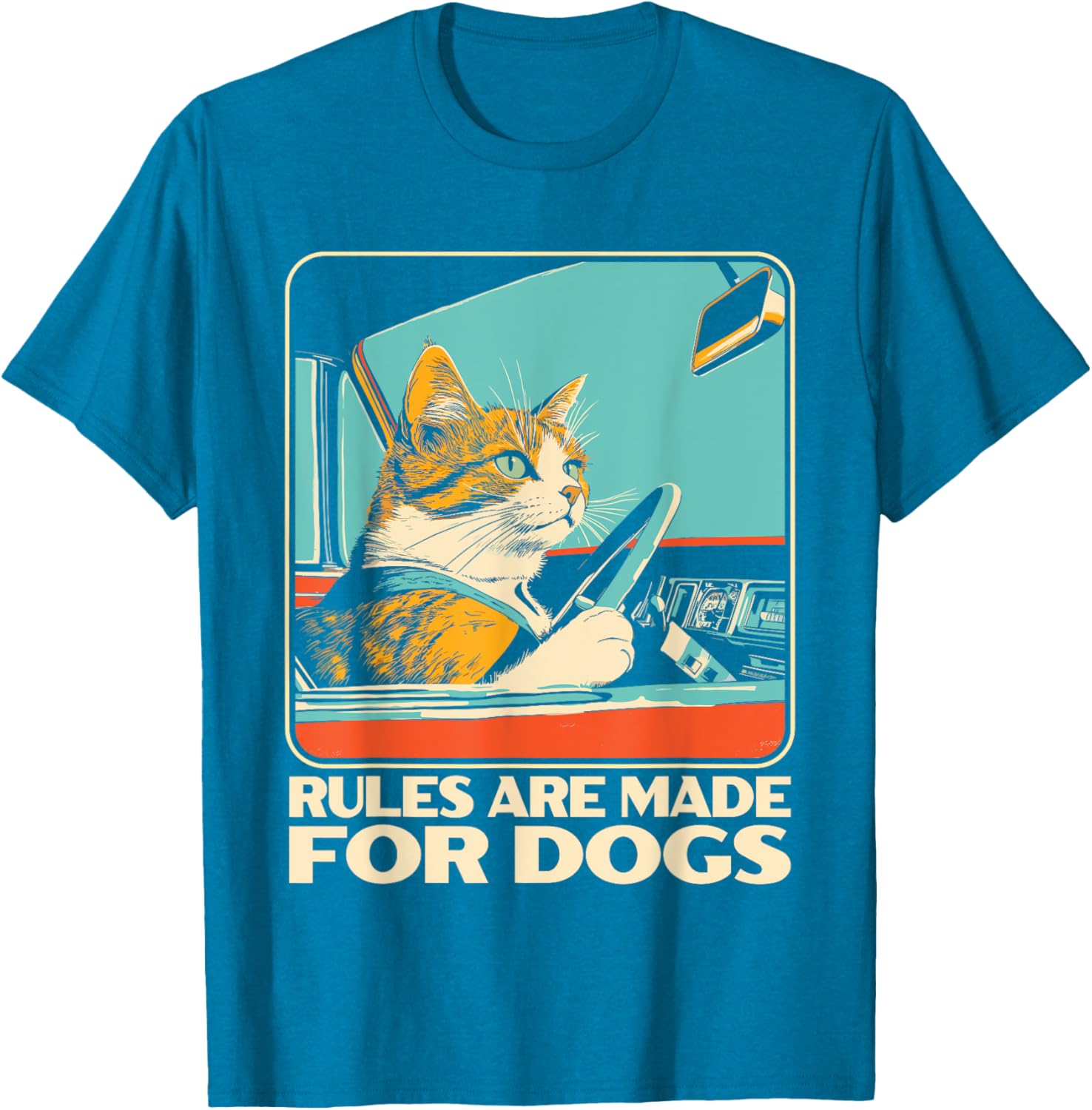 Funny Cat Lover T-Shirt - Rules Are Made for Dogs Cat Design Tee - 13