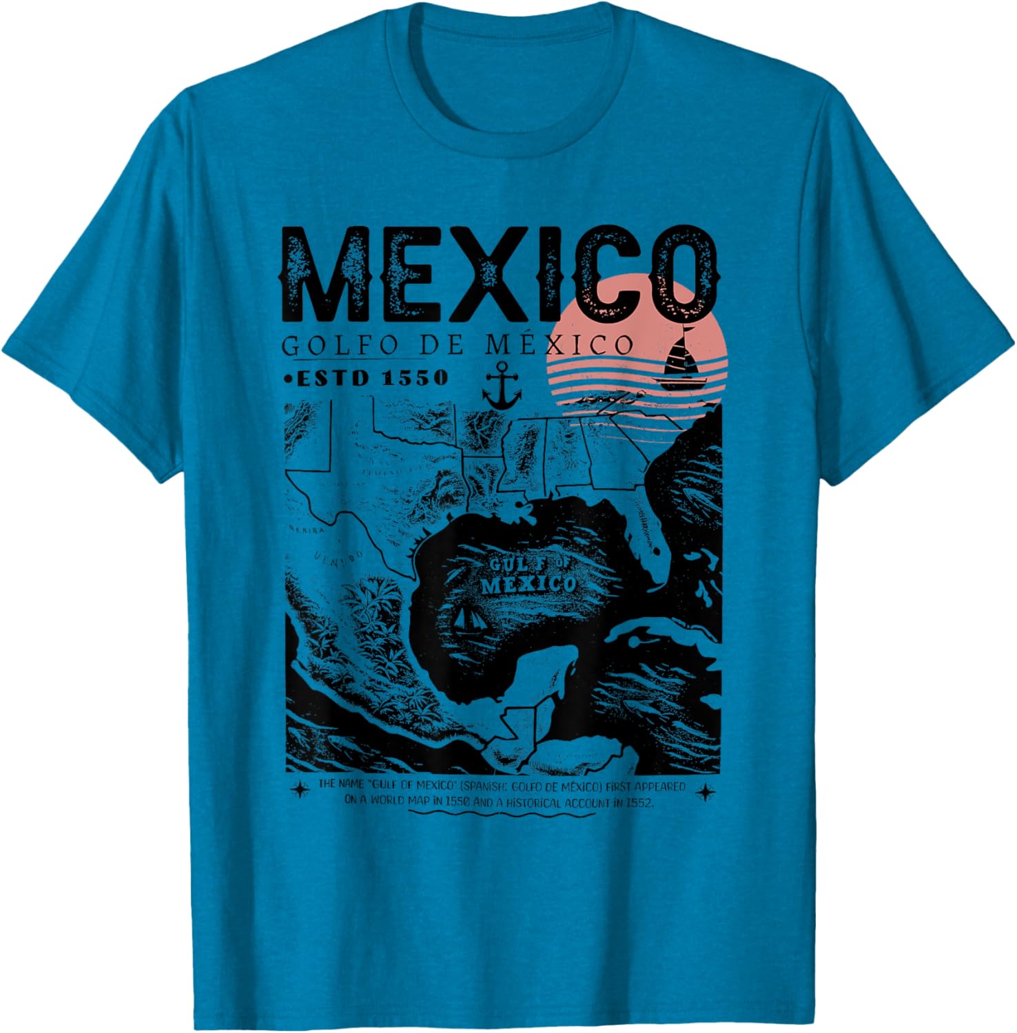 Gulf of Mexico 1550 History Facts T-Shirt for Ocean Lovers and Travelers - 11