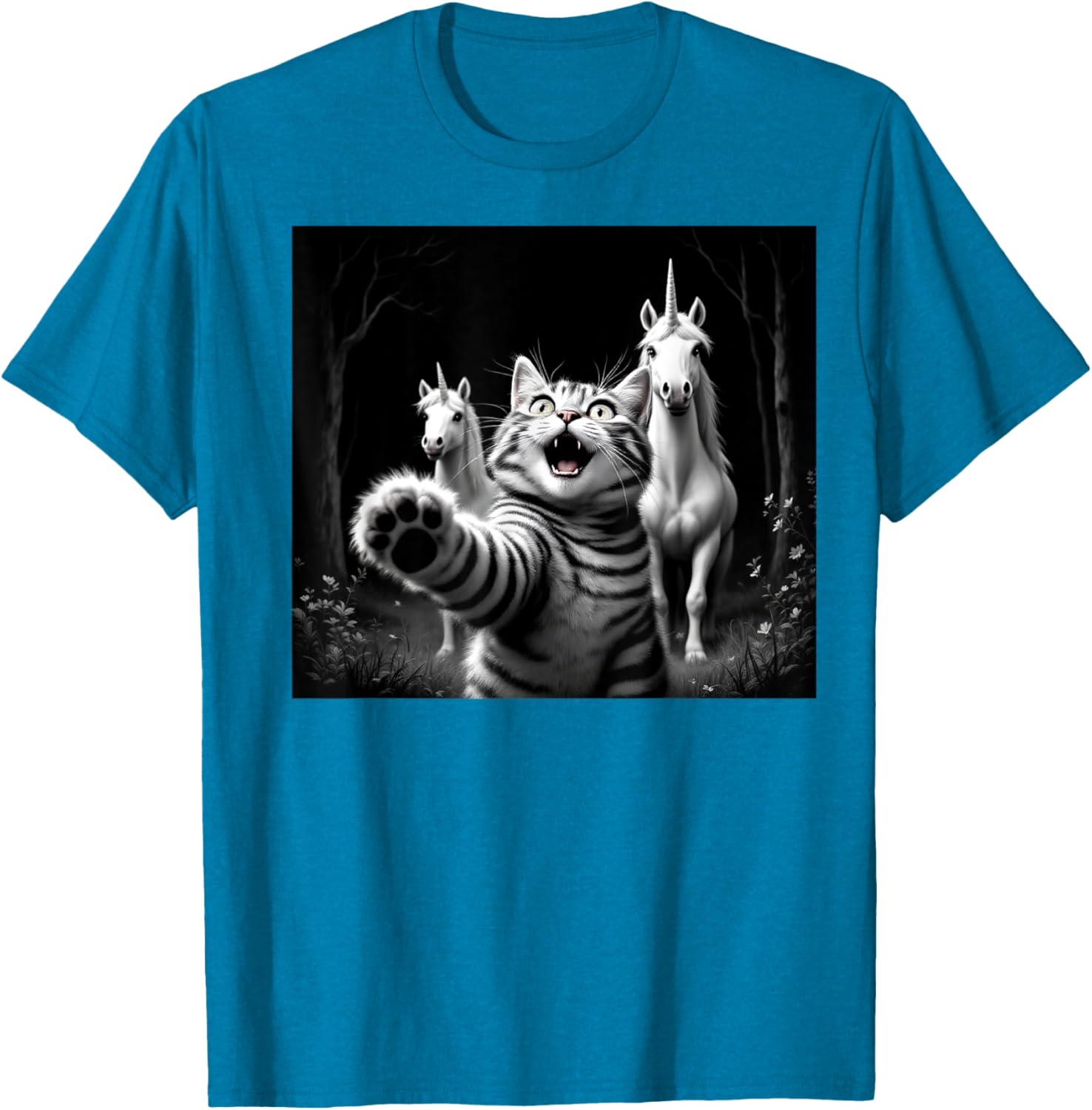 Funny Cat and Unicorn Selfie T-Shirt for Cat Lovers and Kids - 13