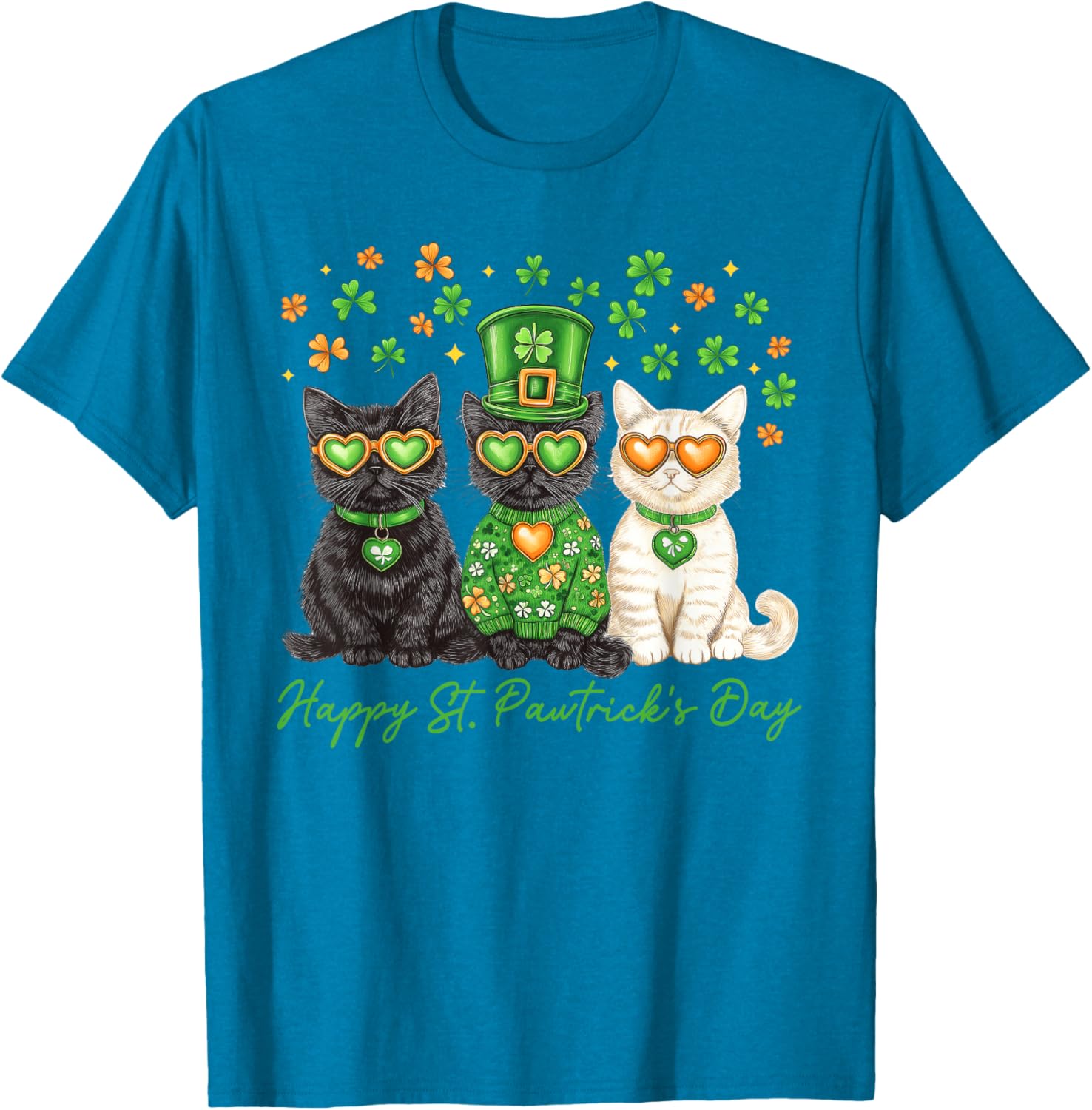 Cute Cat St Pawtrick's Day Shamrock T-Shirt for Cat Lovers - 16