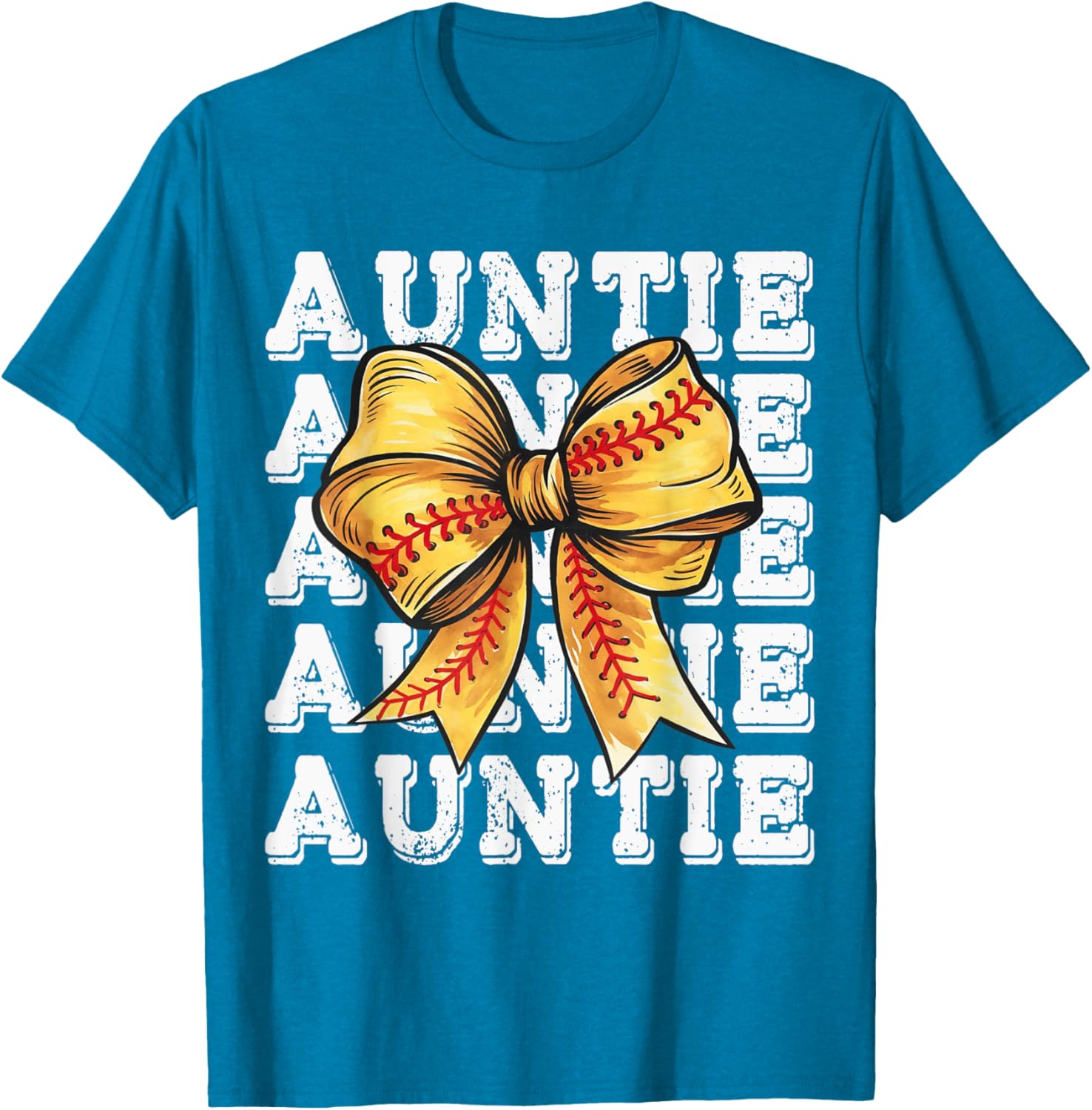 Coquette Softball Auntie Matching Family Bow T-Shirt for Fun Moments - 20