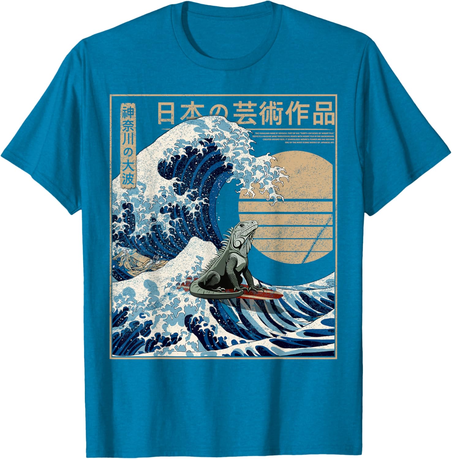 Funny Iguana Surfing The Great Wave Off Kanagawa T-Shirt for Beach Lovers - 6