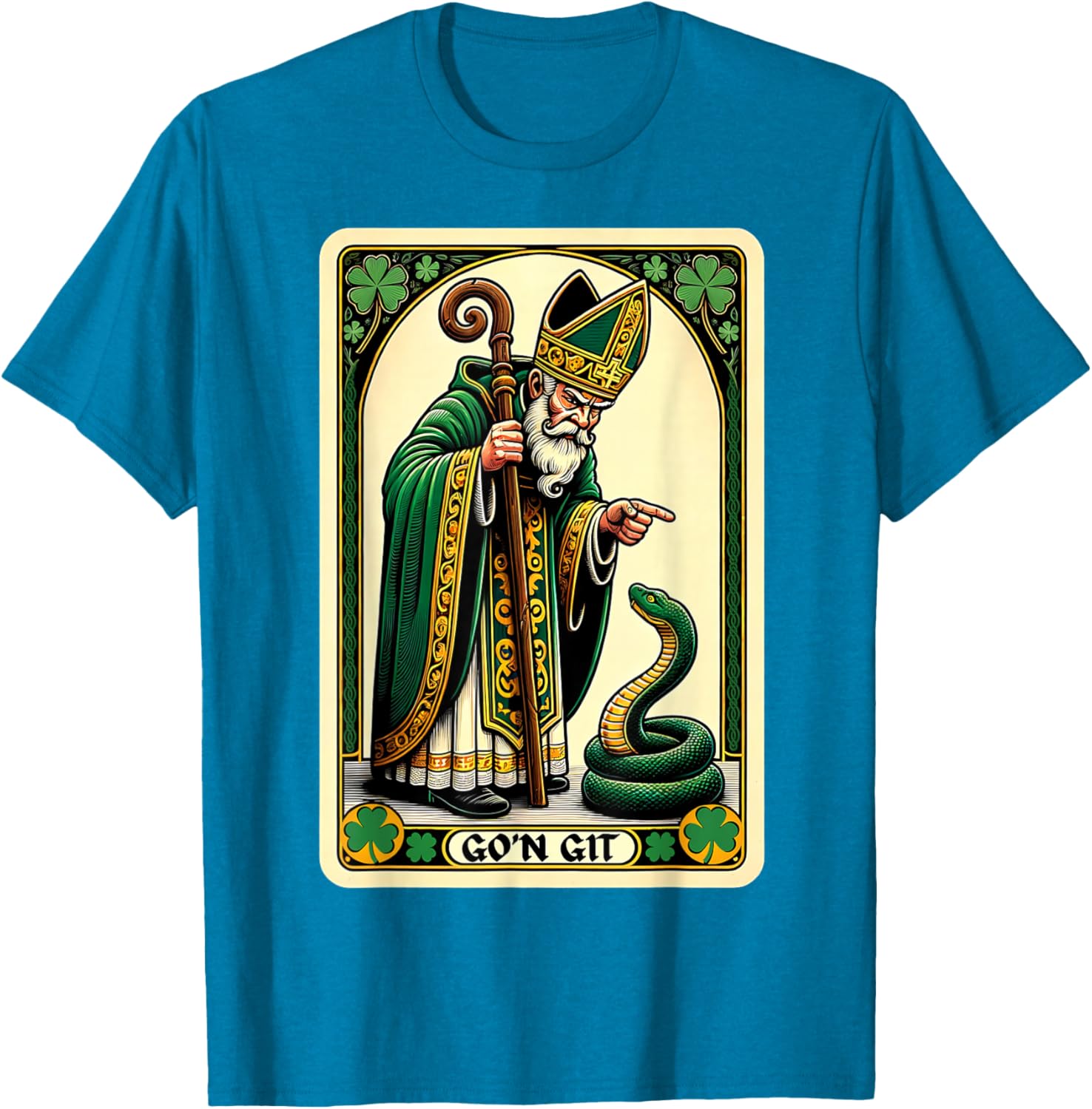 Funny St Patricks Day Tarot Card Go'n Git T-Shirt for Festive Fun - 16
