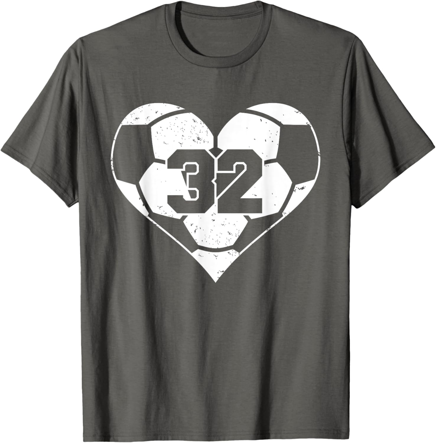 Funny Soccer Heart Game Day T-Shirt with Number 32 Jersey Design - 12