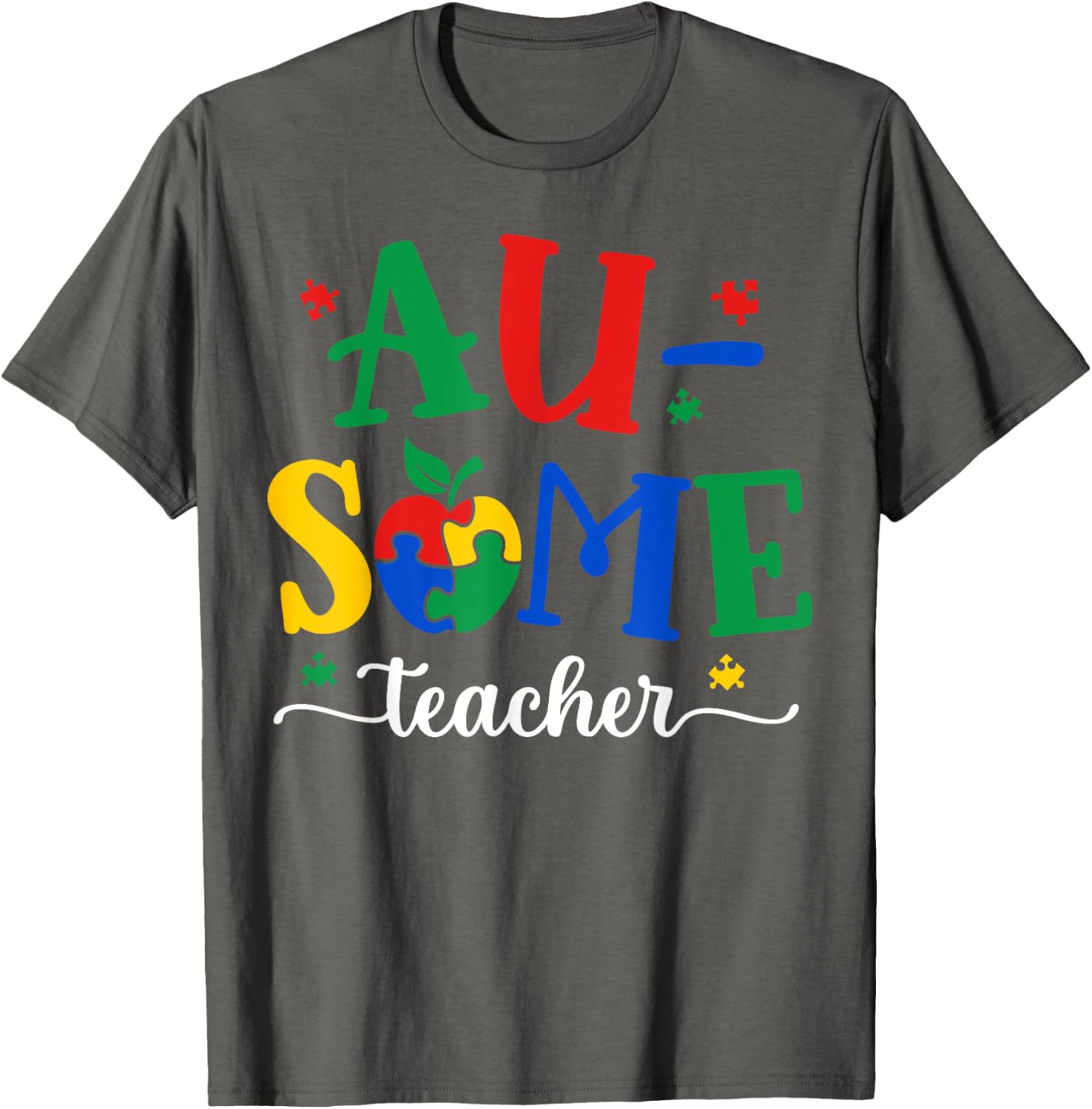 Funny Awesome Teacher Autism Awareness Month Puzzle Pieces T-Shirt - 10