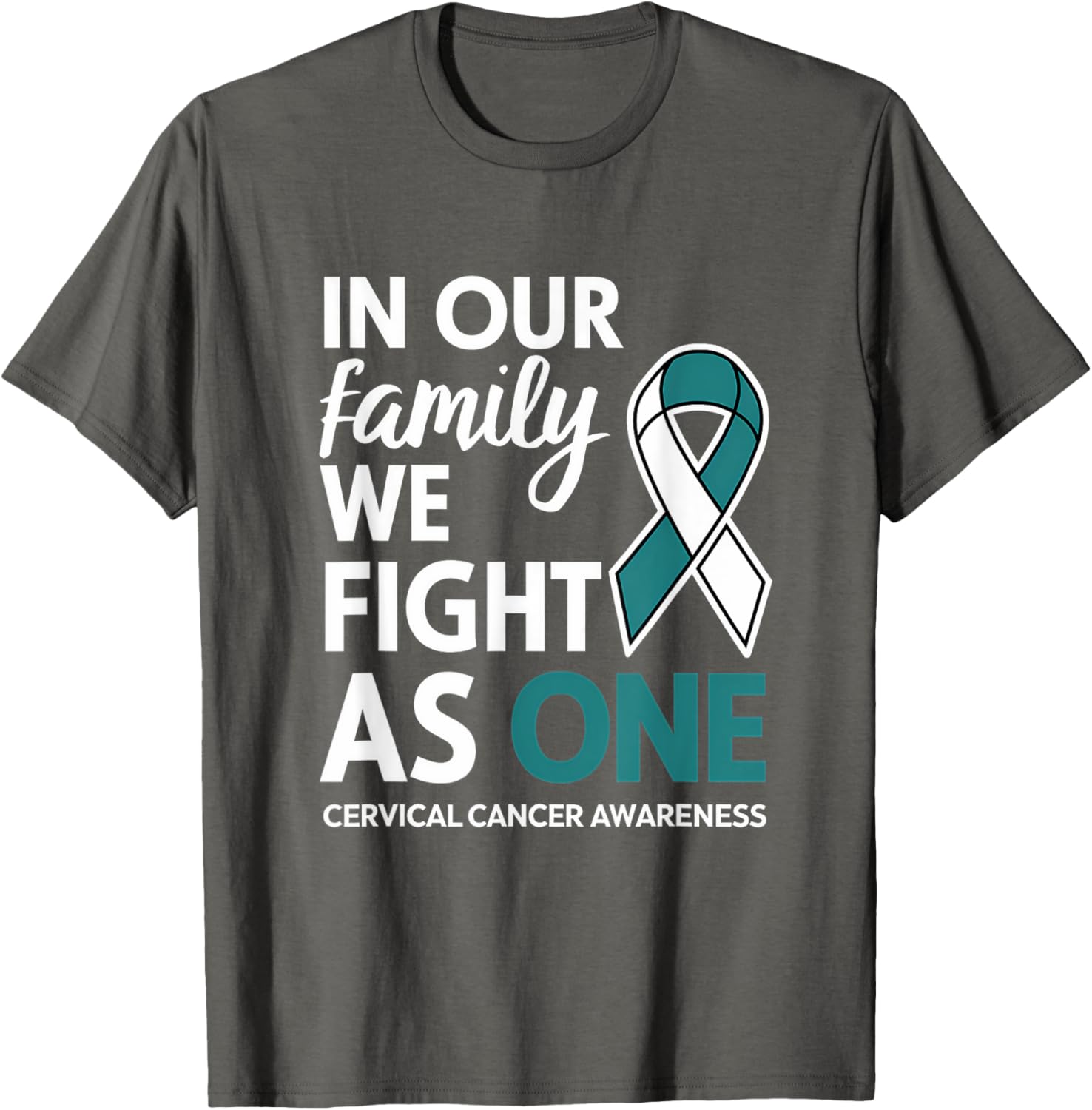 Cervical Cancer Awareness Teal Ribbon Family T-Shirt for Hope and Unity - 12