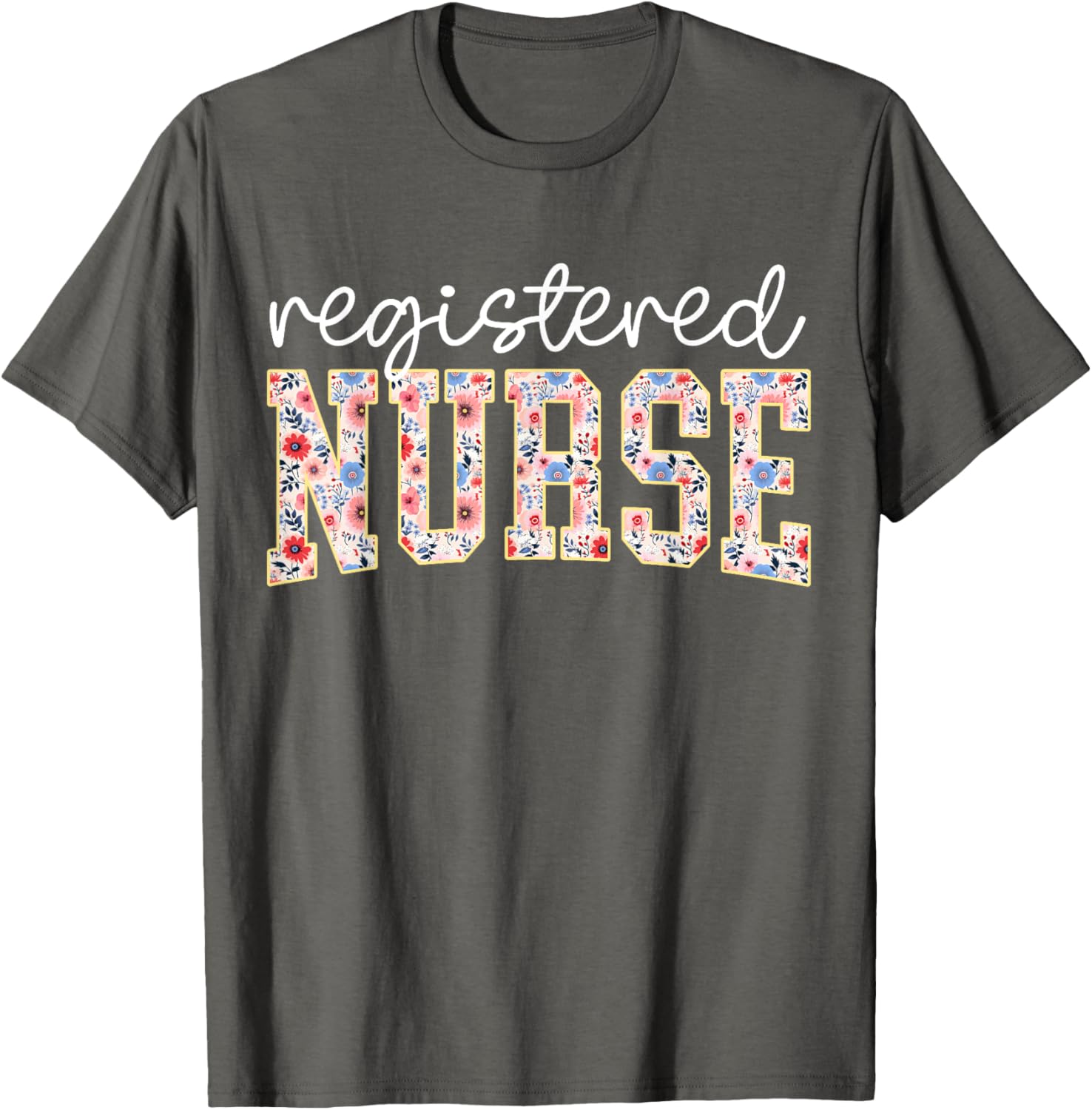 Floral Print RN Nurse T-Shirt for Women - Perfect for Nursing School - 12