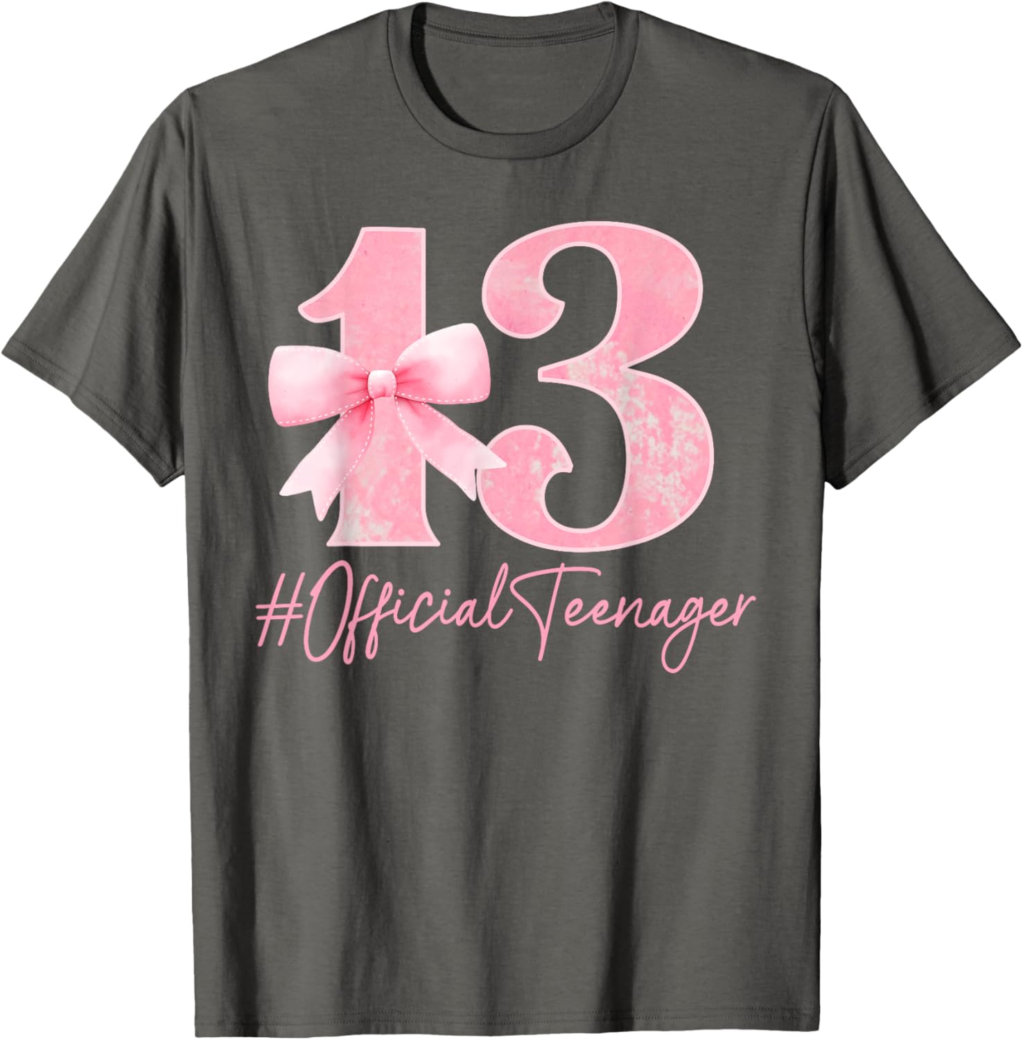 Cute Pink 13th Birthday Coquette Bow T-Shirt for Girls Turning 13 - 8