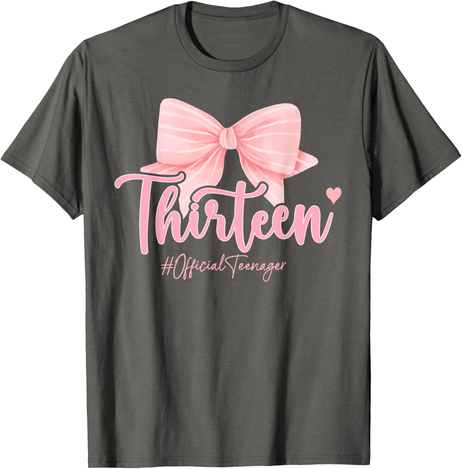 Cute Pink 13th Birthday Coquette Bow T-Shirt for Girls Celebrating 13 - 19