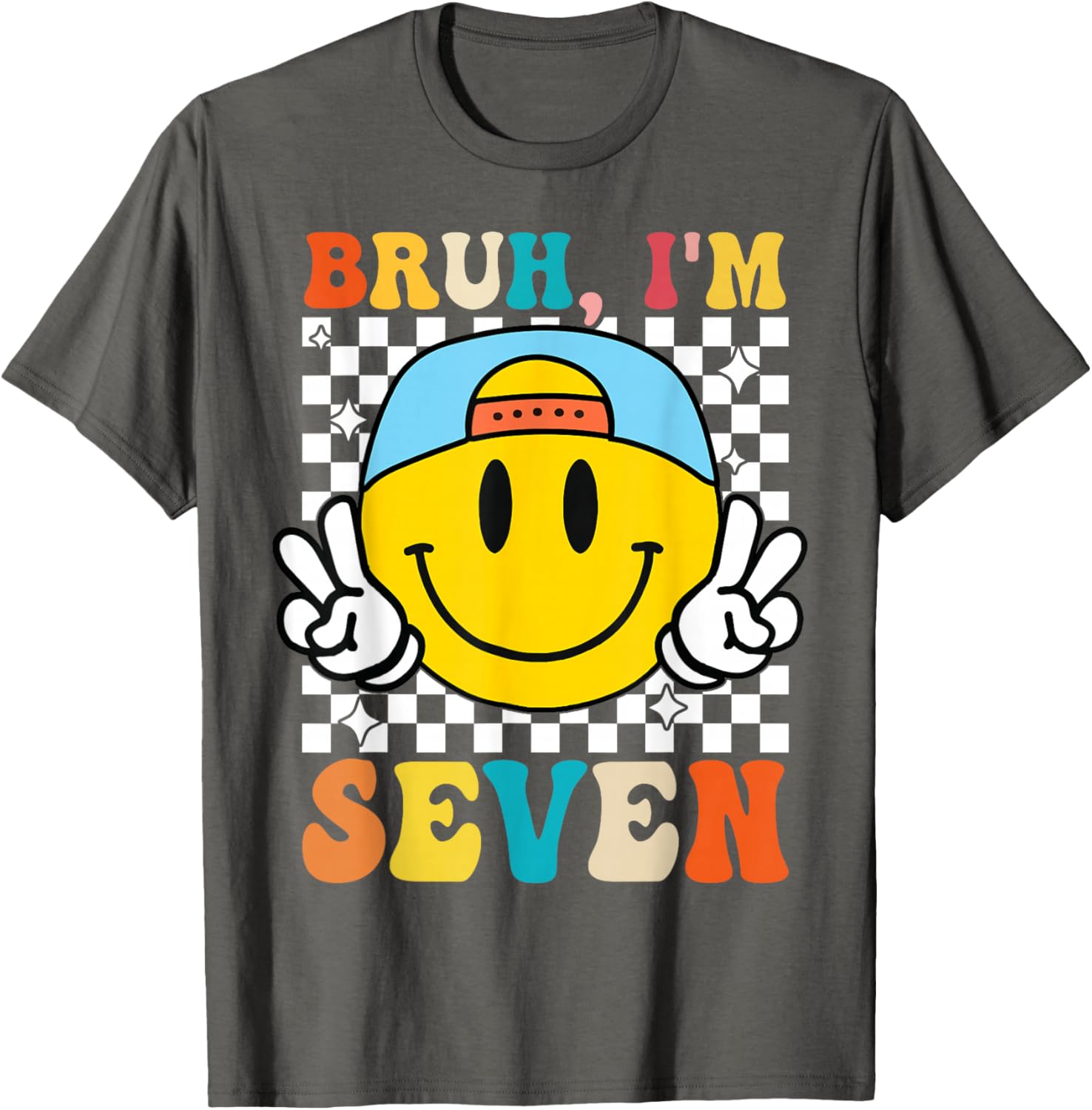 Groovy 7th Birthday T-Shirt for Boys and Girls - Fun 7 Year Old Apparel - 9
