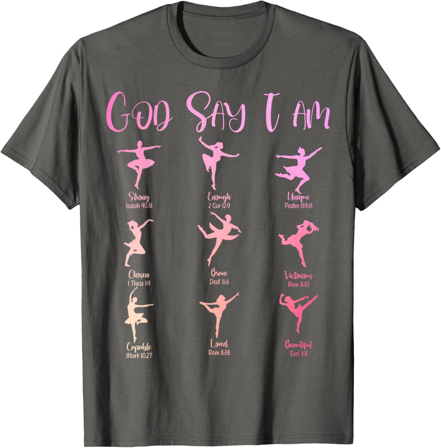 Christian God Says I Am Cute Pink Ballet Dancer T-Shirt for Girls - 17
