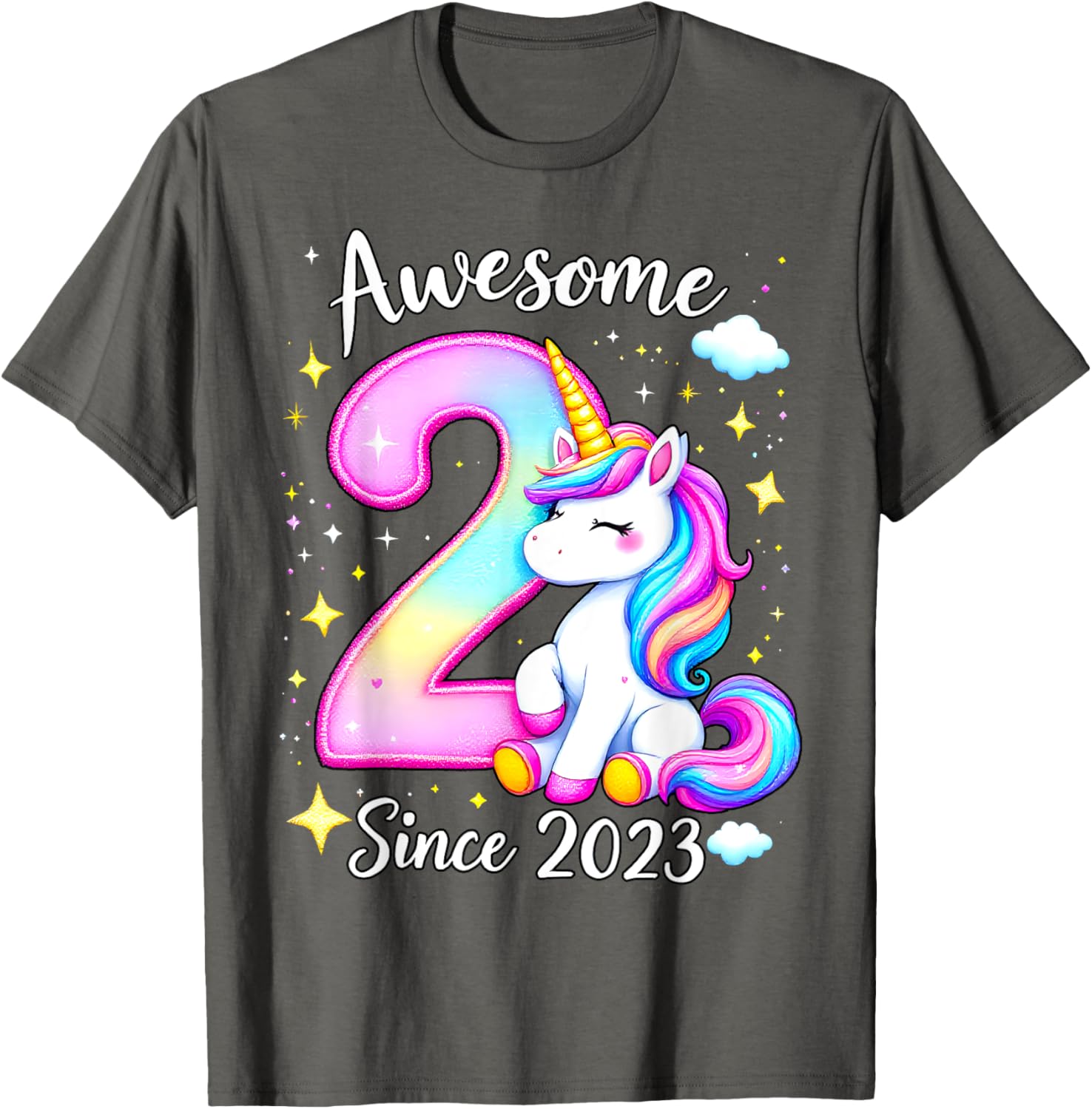 Cute Unicorn 2nd Birthday Girls T-Shirt for Awesome Celebrations - 25