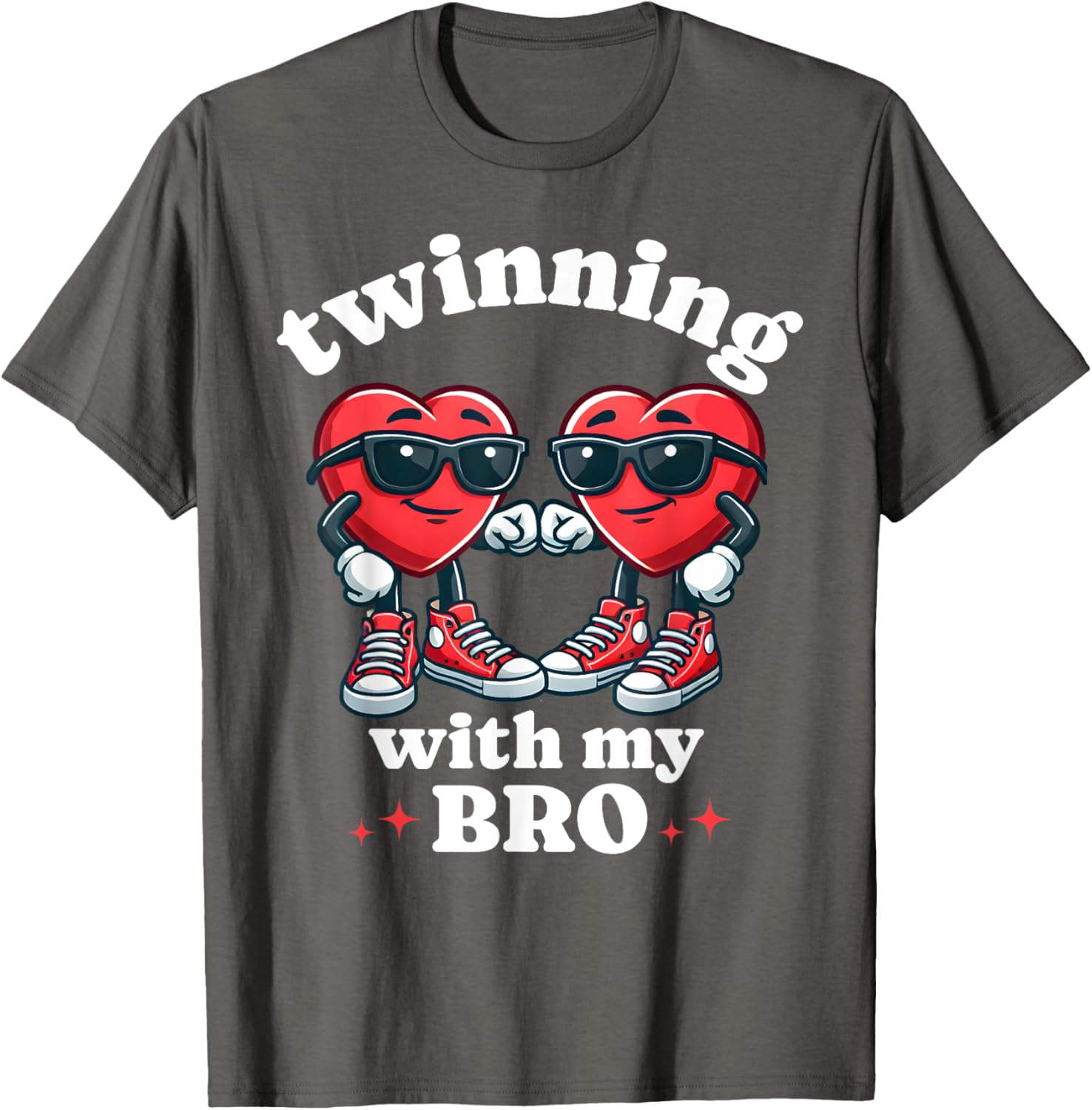 Cute Twinning With My Bro Valentine's Day T-Shirt for Twin Boys - 6