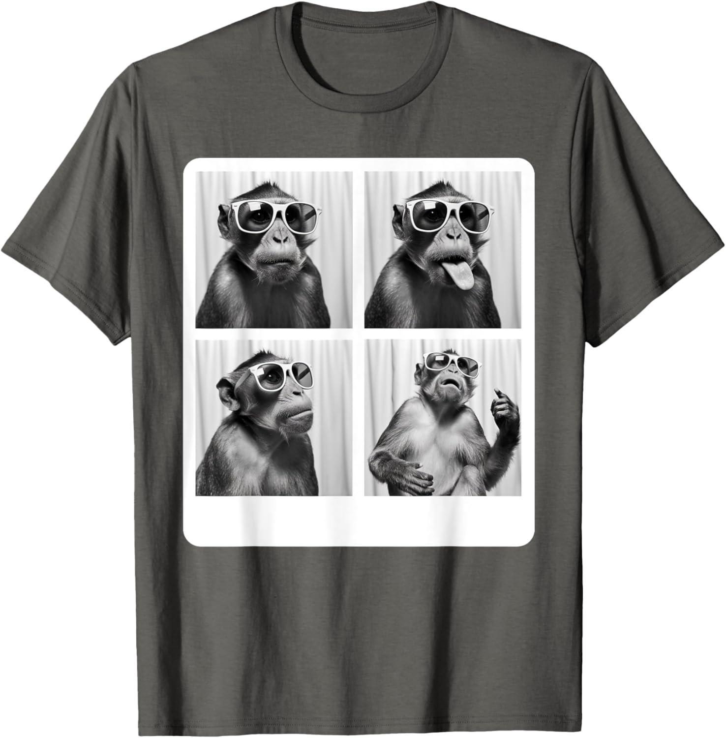Funny Monkey Photo Booth T-Shirt with Sunglasses for Animal Lovers - 24