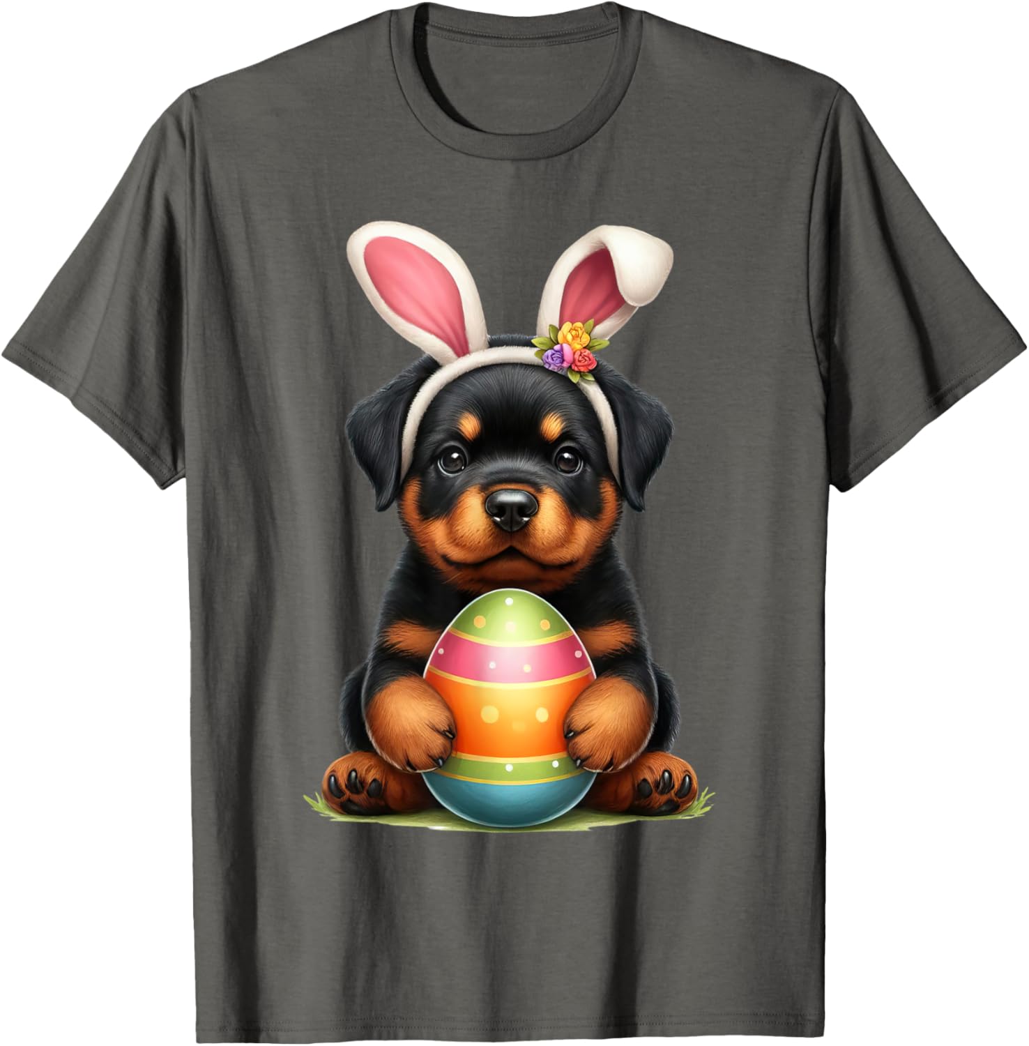 Cute Bunny Rottweiler Dog Easter T-Shirt Perfect for Spring Celebrations - 4