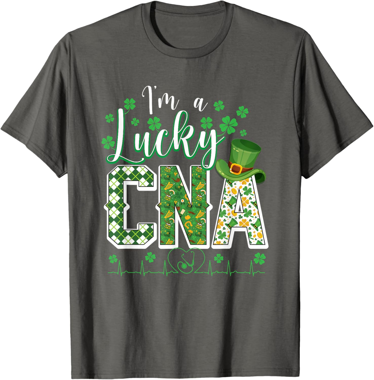 Funny Lucky CNA Nurse Shamrock St Patrick's Day T-Shirt for Scrubs - 17