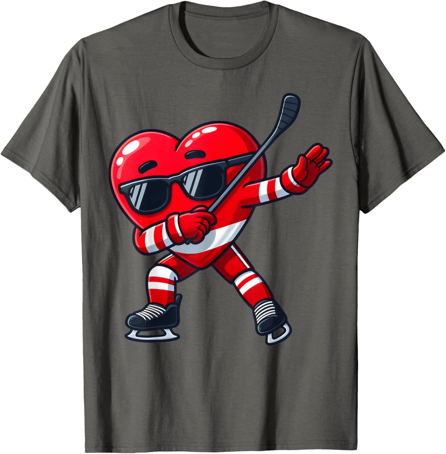 Cute Dabbing Heart Ice Hockey T-Shirt for Funny Valentine's Day Fun - 29