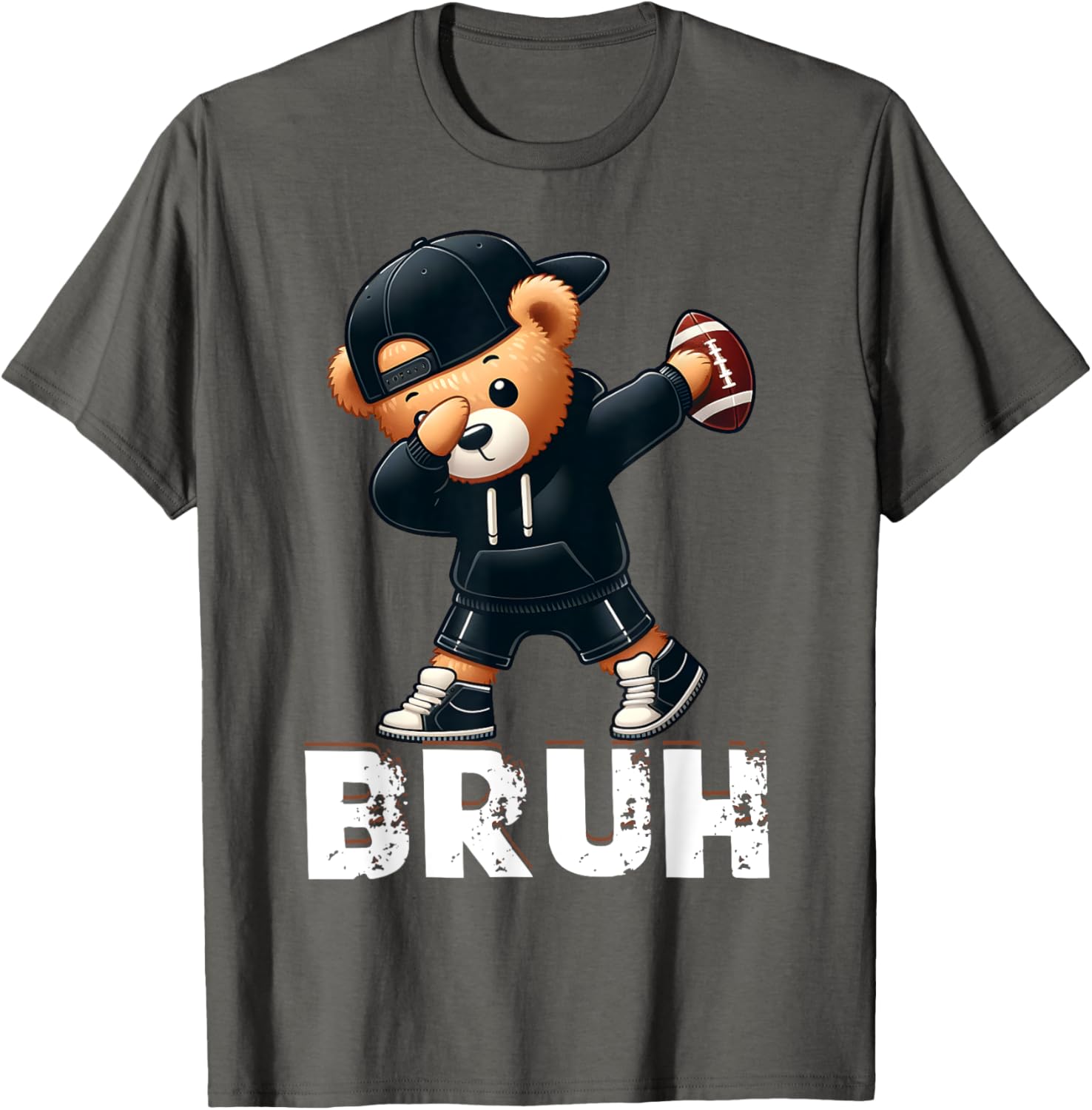 Funny Bruh Hip Hop Teddy Bear Dabbing Football T-Shirt for Boys - 13
