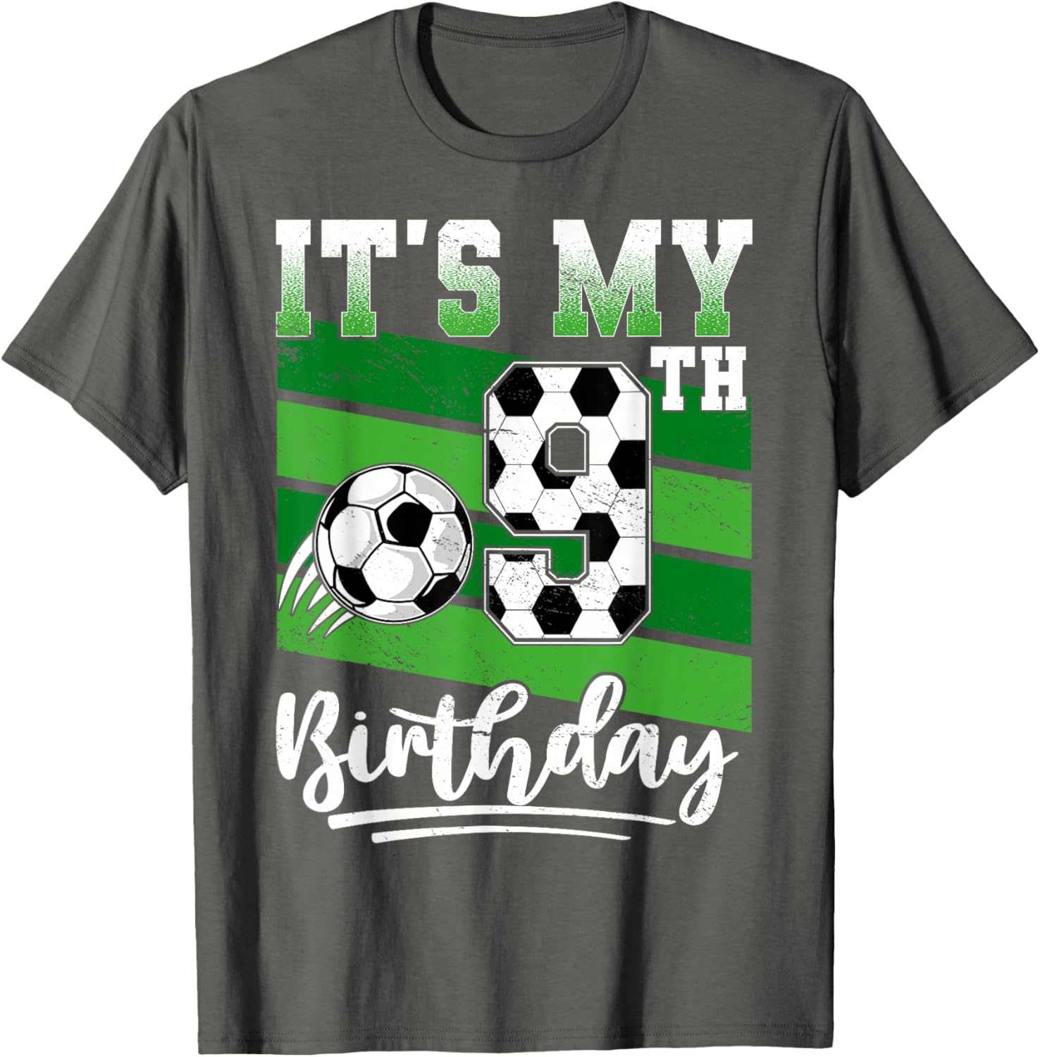 Cool 9th Birthday Soccer Ball T-Shirt for Kids Birthday Celebrations - 14